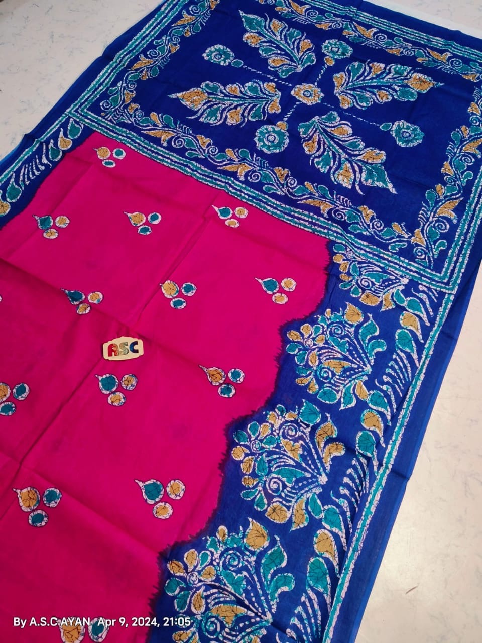 Pure Cotton Batik Print Saree for Women with Hand-Printed Design