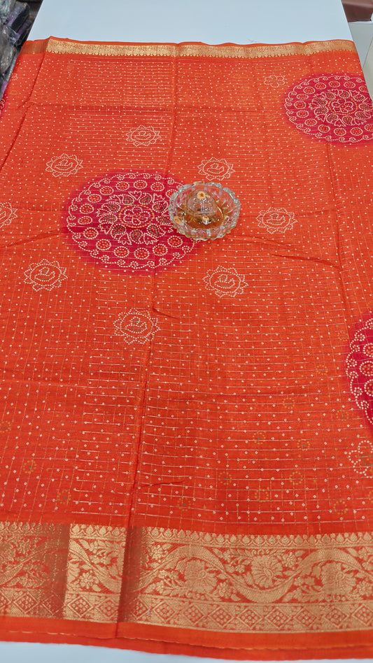 Dotted Motif Woven Saree with Decorative Border