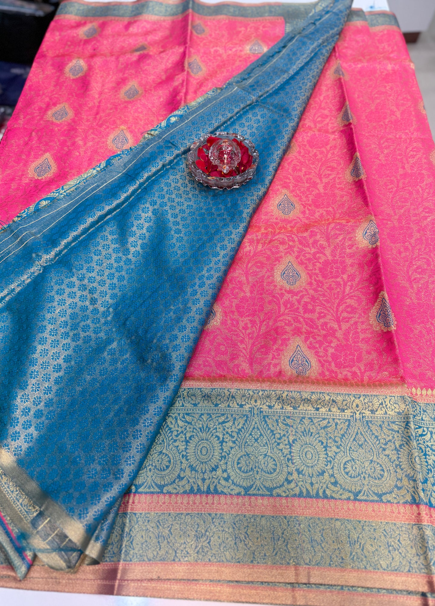 Pure Soft Silk Saree with Rich Zari Weaving and Multicolor Thread Work, Running Silk Blouse