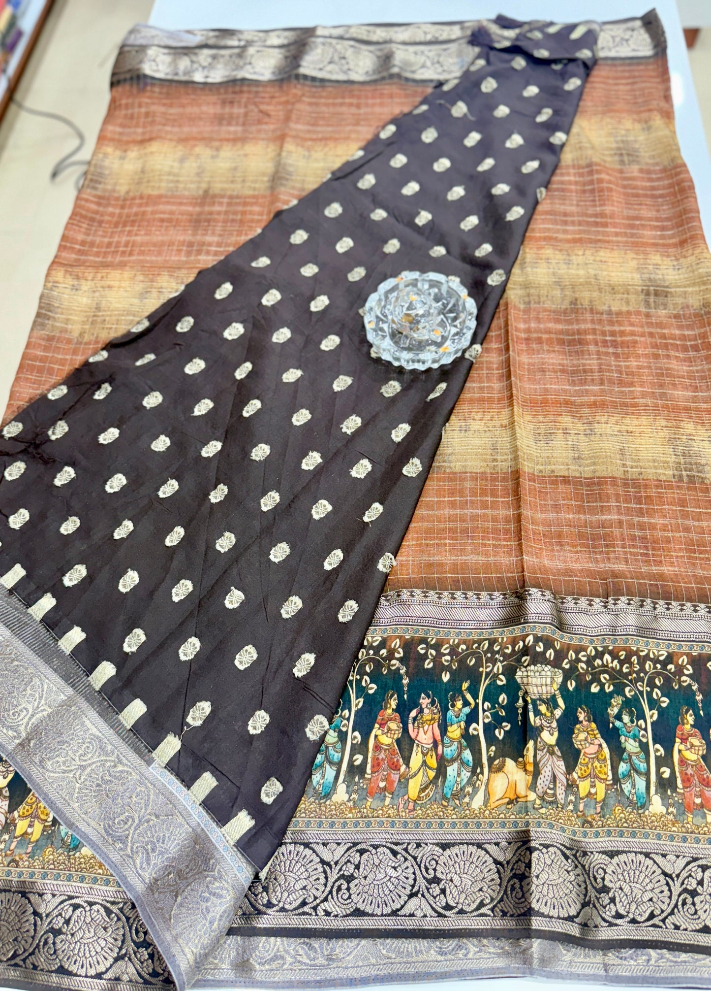 Russian Bentex Border Chittpallu Viscose Crepe Silk Saree with Zari Weaving – Festive Wear