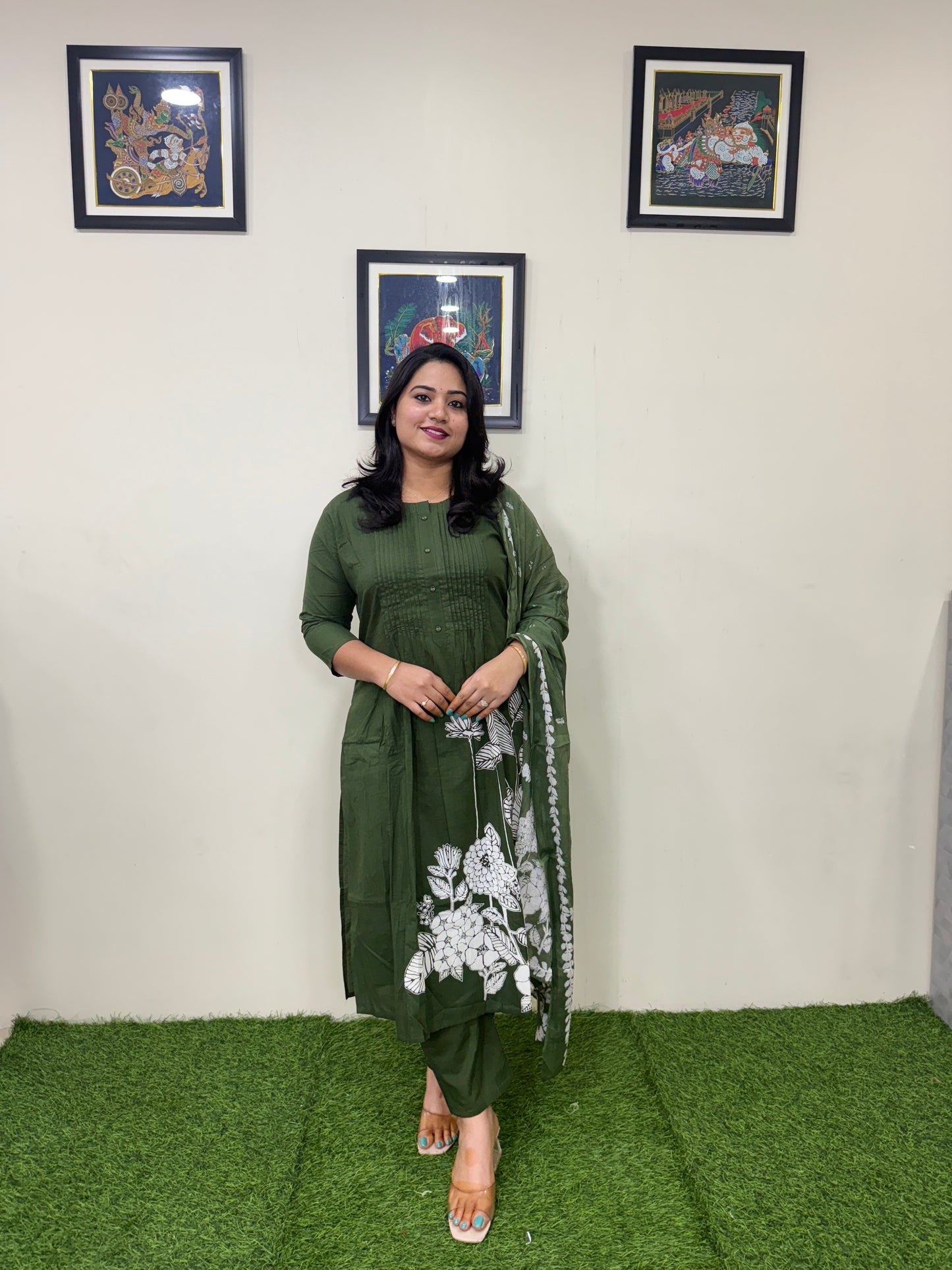 Women’s Premium Cotton A-Line Suit Set with Katdana and Mirror Work – Sizes 38 to 44