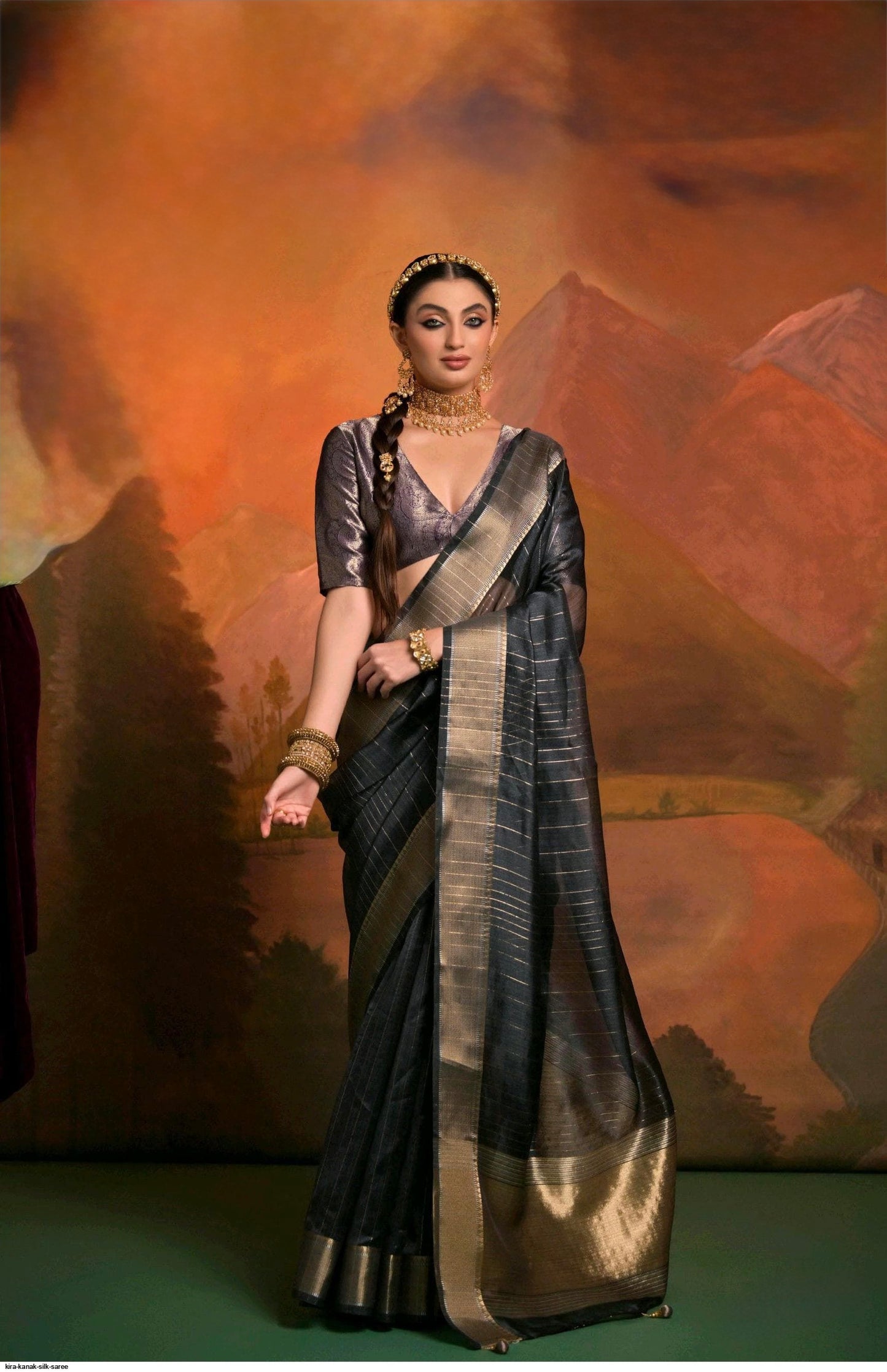 Premium moss sico silk with zari border – ethnic festive wear for women