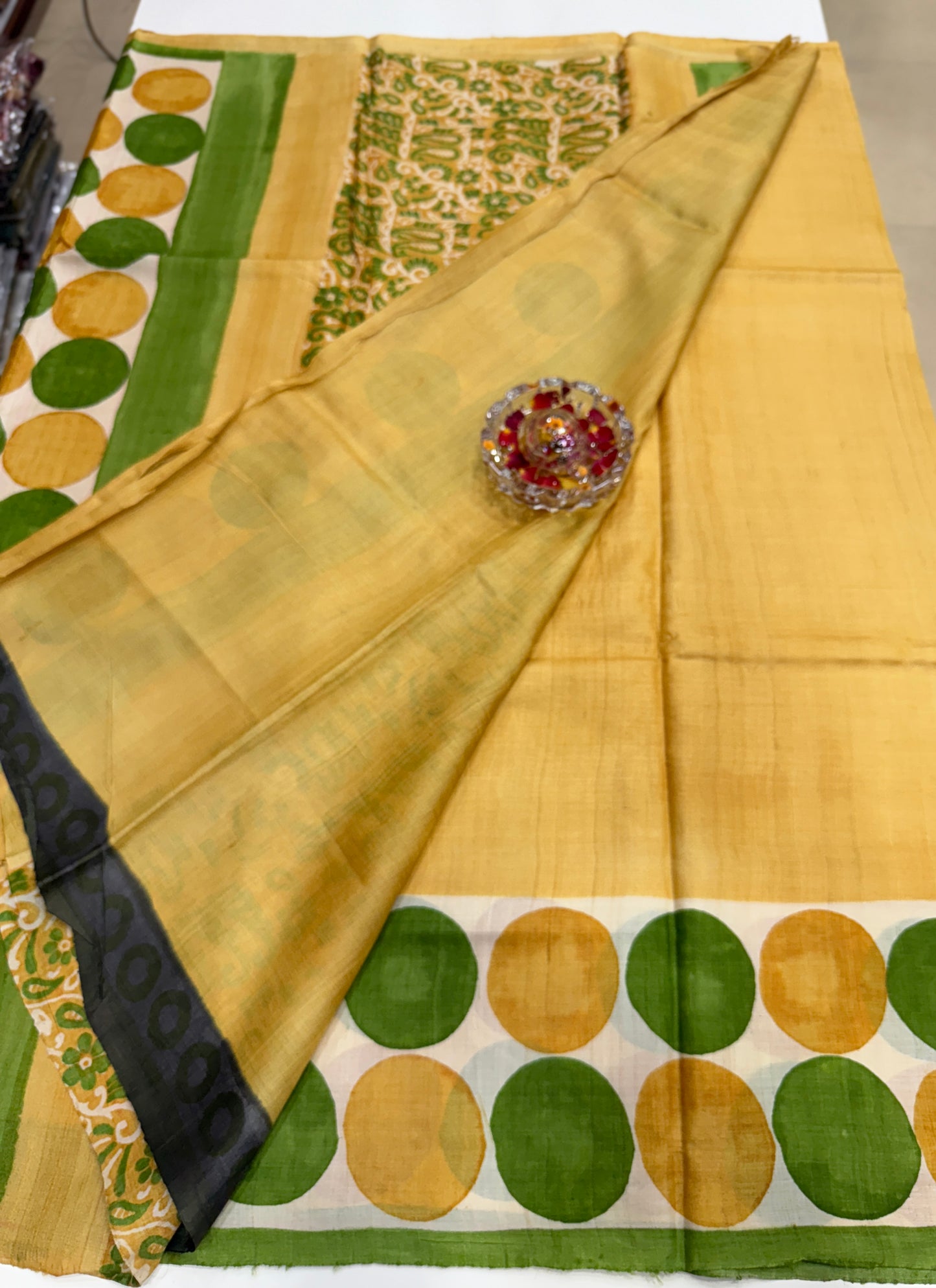 Pure Kosa Tussar Silk Printed Saree with Blouse – Handwoven Chhattisgarh Silk Mark Certified Saree