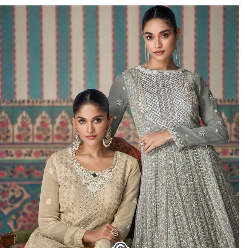 Real Georgette 2-Piece Stitched Ethnic Set with Chikankari Embroidery and Embroidered Dupatta – Free Size