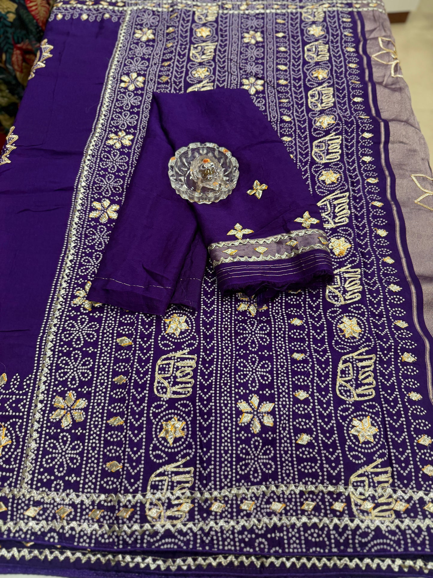 Pure Modal Silk Saree with Embroidered Border and Matching Blouse