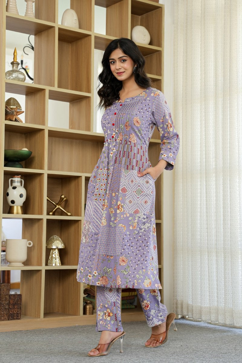 Premium Cotton Kurta Pant Set for Women with Elegant Detailing Work