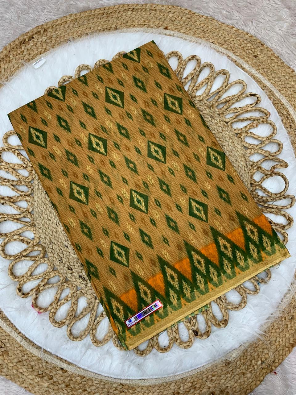 Pure Suti Cotton Saree with Traditional Batik Print – Chikko Tone and Multiple Colour Options