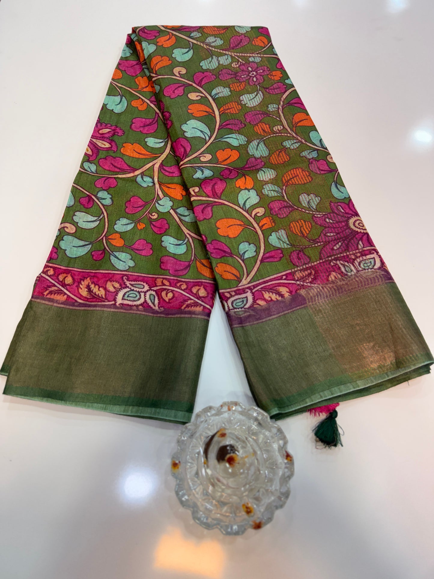 Pure Tussar Munga Silk Saree with Hand-Painted Kalamkari – Silkmark Certified