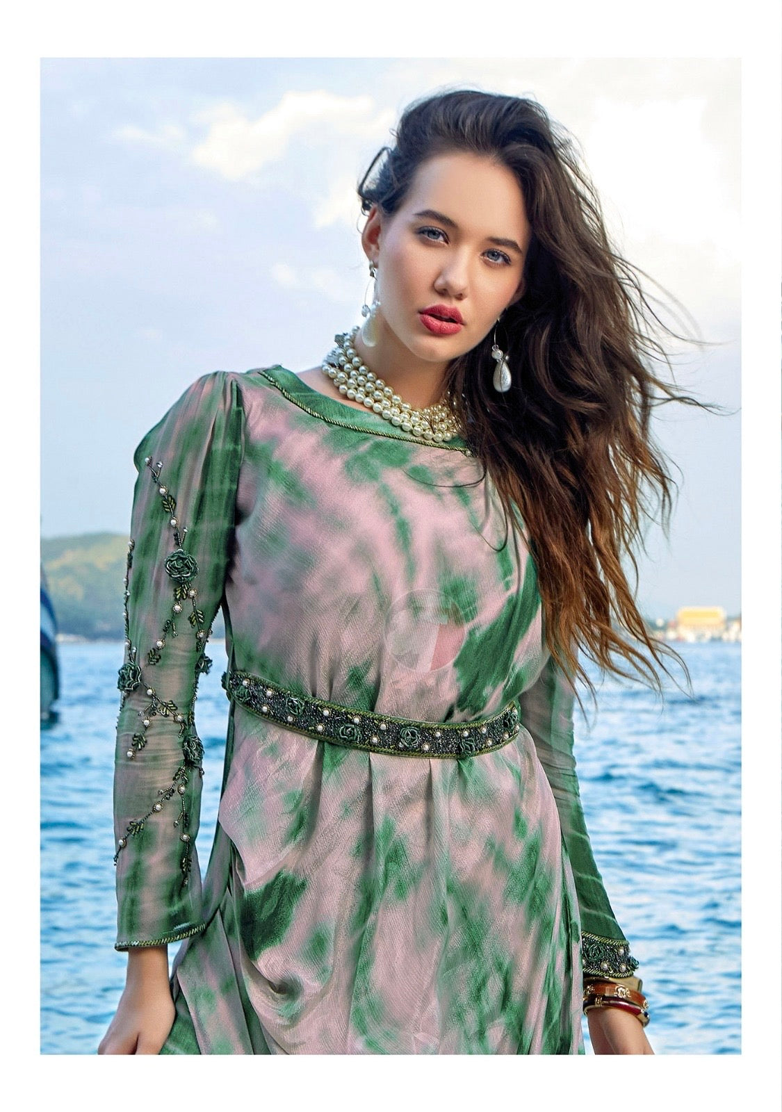 Smokey Designer Dress for Women in Georgette, Chinon & Crepe with Handwork and Tie-Dye Finish