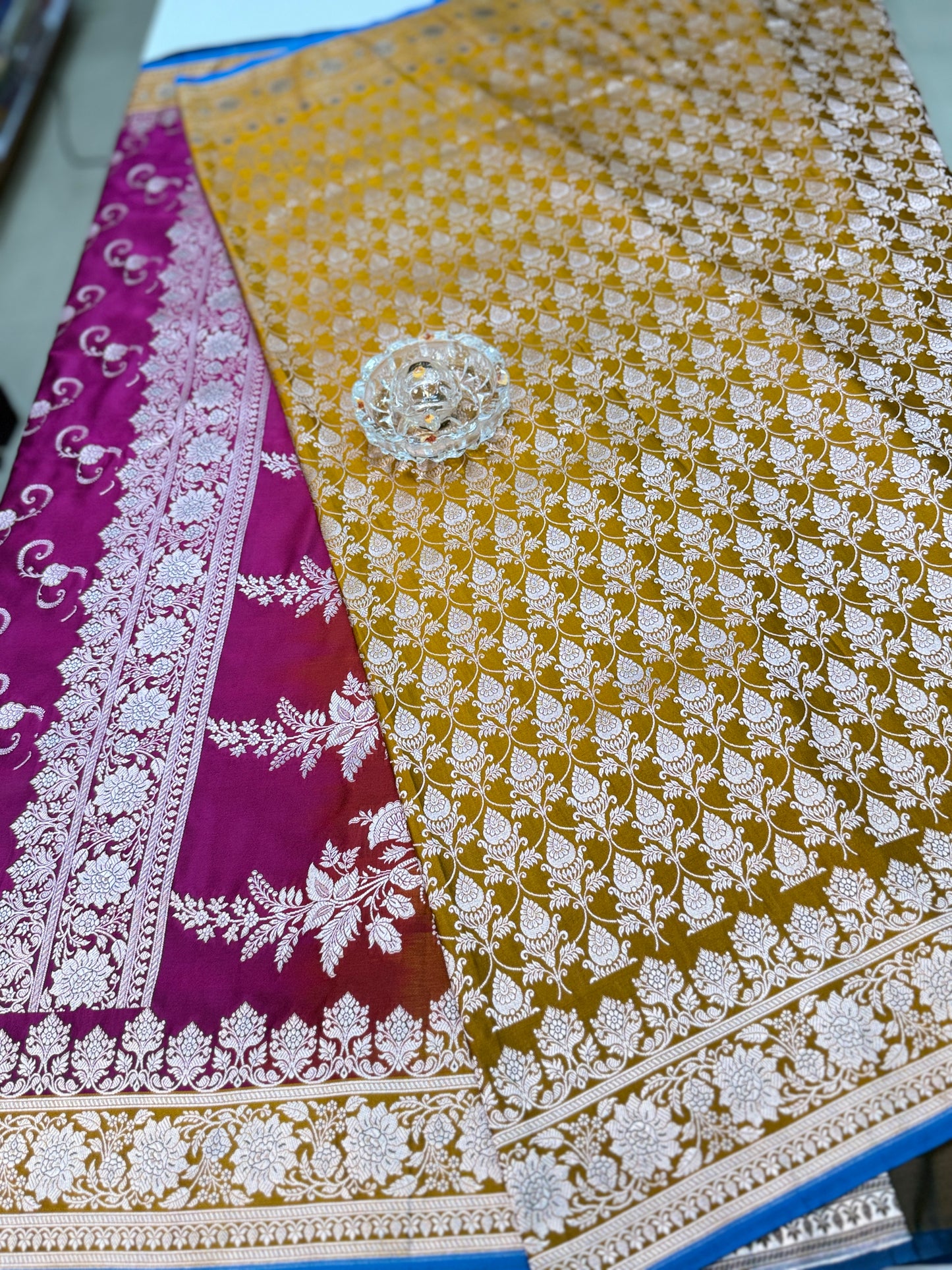 Mashru Katan Silk Saree with Zari Weaving Border and Blouse – Festive Wear for Women