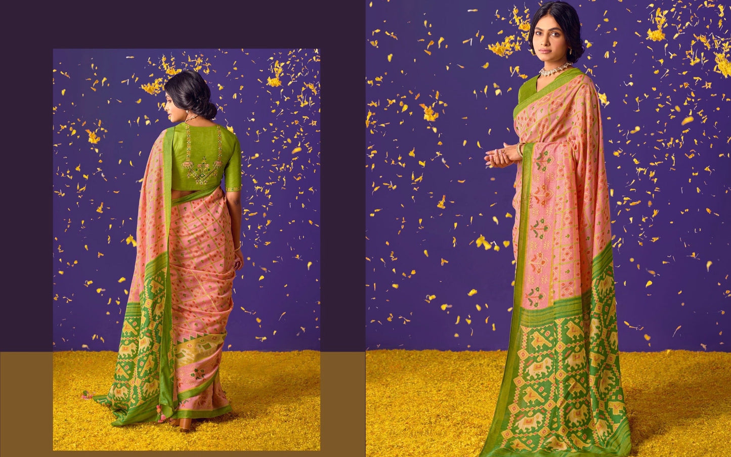 brasso saree with embroidered blouse – festive ethnic wear for women