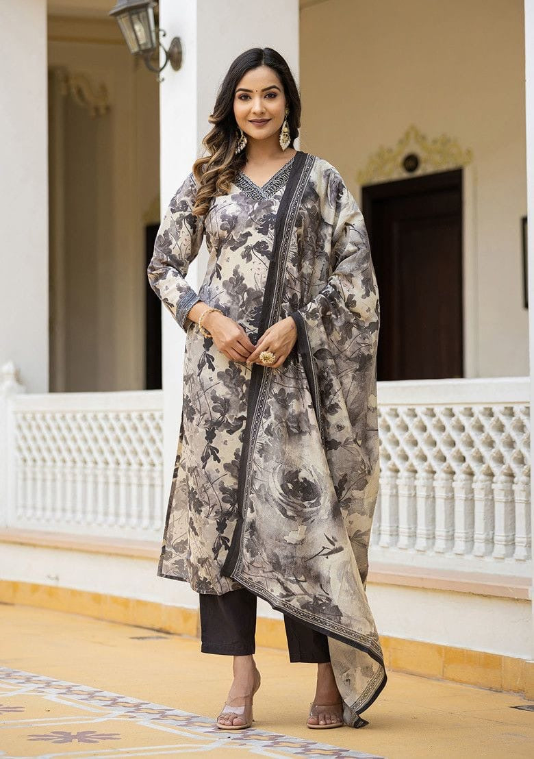Modal Kurta Pant Dupatta Set with Beautiful Detailing Work – M to XXL