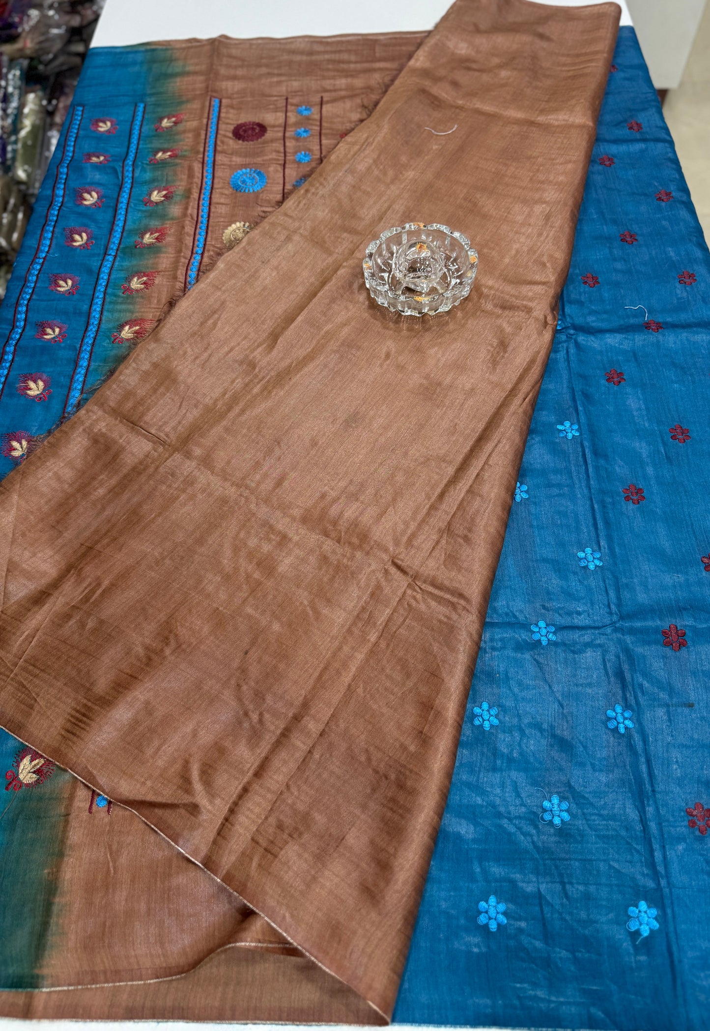 Pure Tussar Munga Silk Saree with Dolabadi Embroidery Work – Silk Mark Certified Handloom Saree
