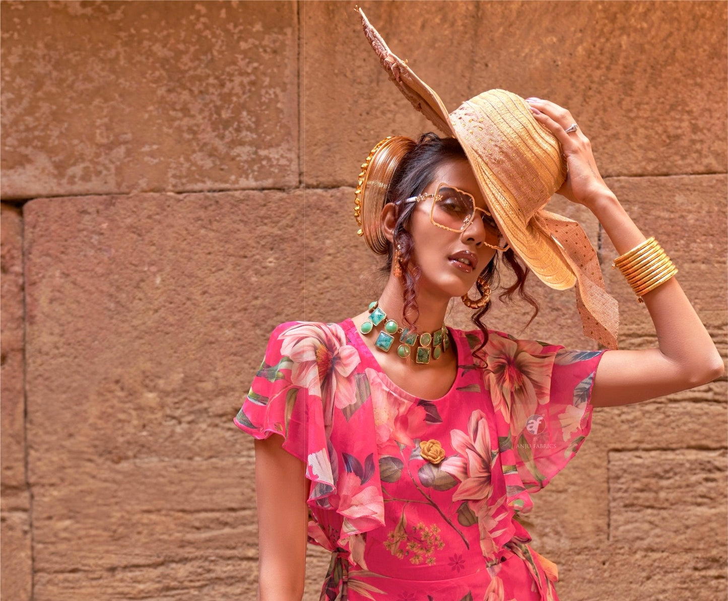 Premium Chiffon Floral One-Piece Dress – Women’s Summer Wear (L to 3XL)