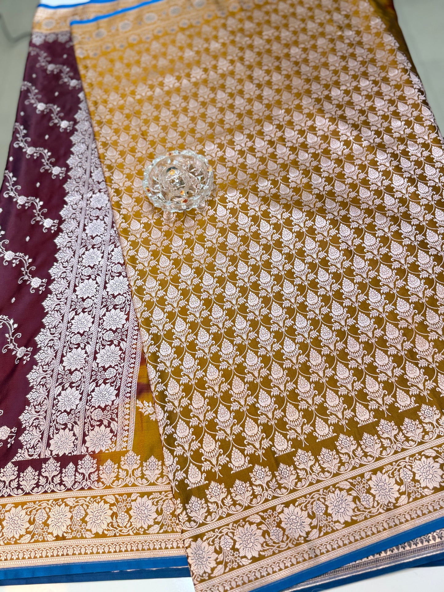 Mashru Katan Silk Saree with Zari Weaving Border and Blouse – Festive Wear for Women