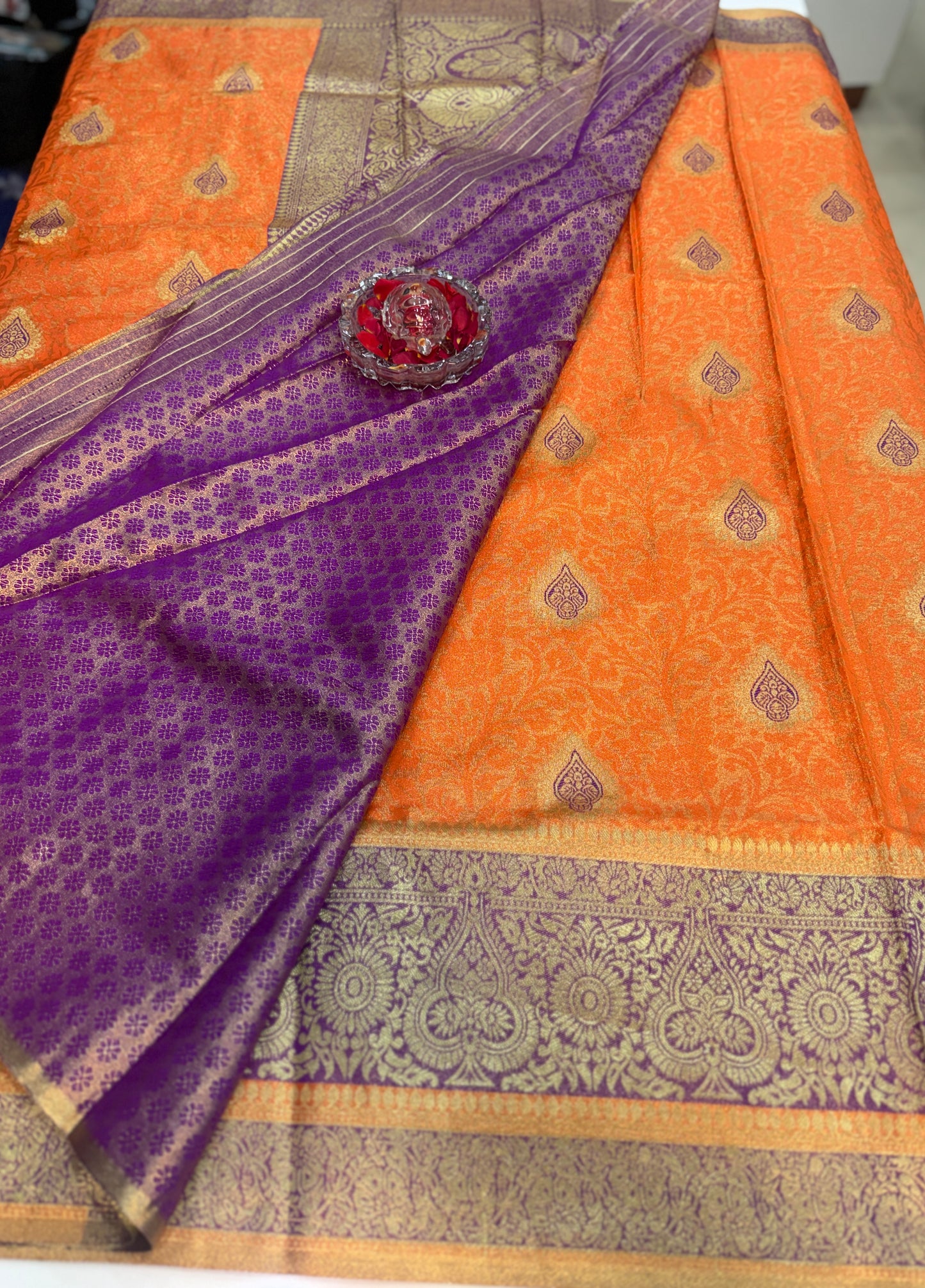 Pure Soft Silk Saree with Rich Zari Weaving and Multicolor Thread Work, Running Silk Blouse