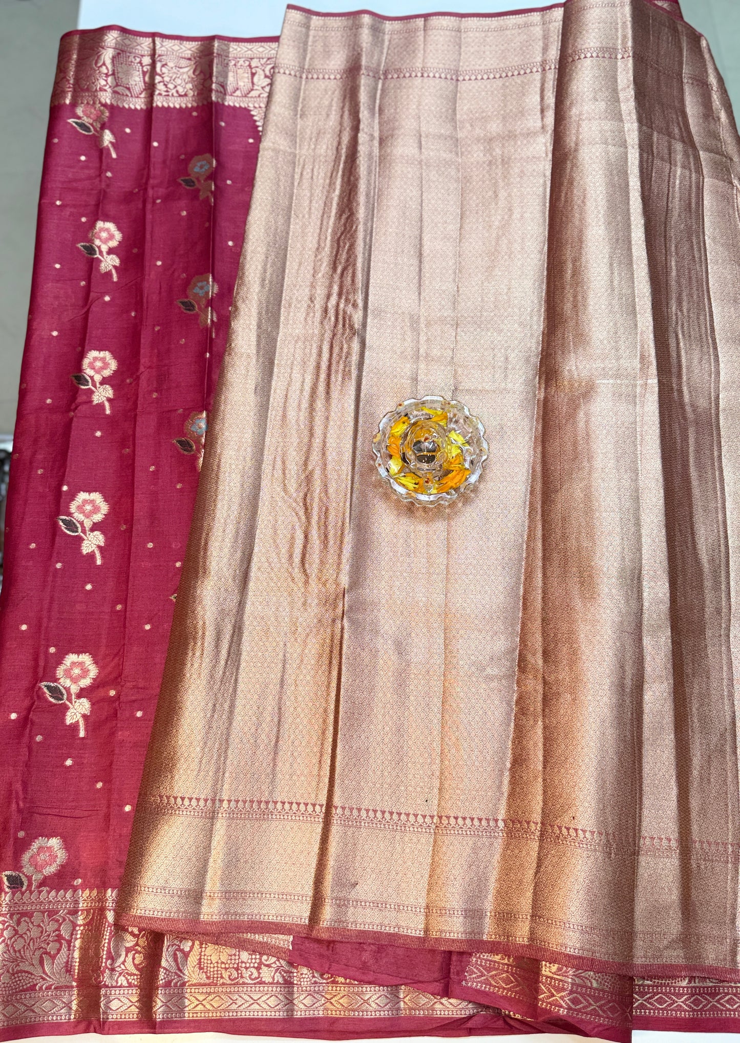 Pure Tussar Silk Jamdani Saree with Multicolor Zari Buta and Rich Pallu – Silk Mark Certified