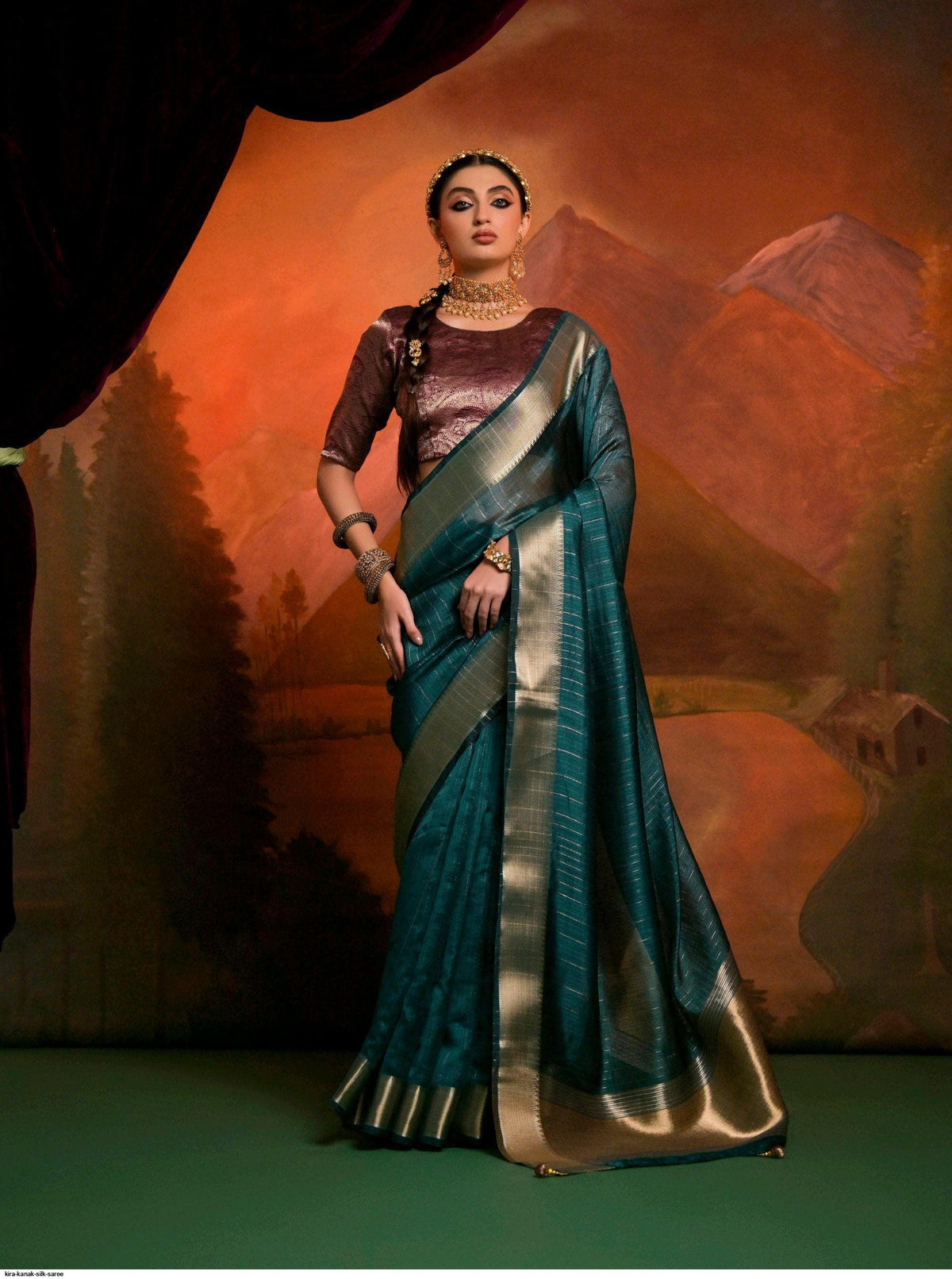 Premium moss sico silk with zari border – ethnic festive wear for women