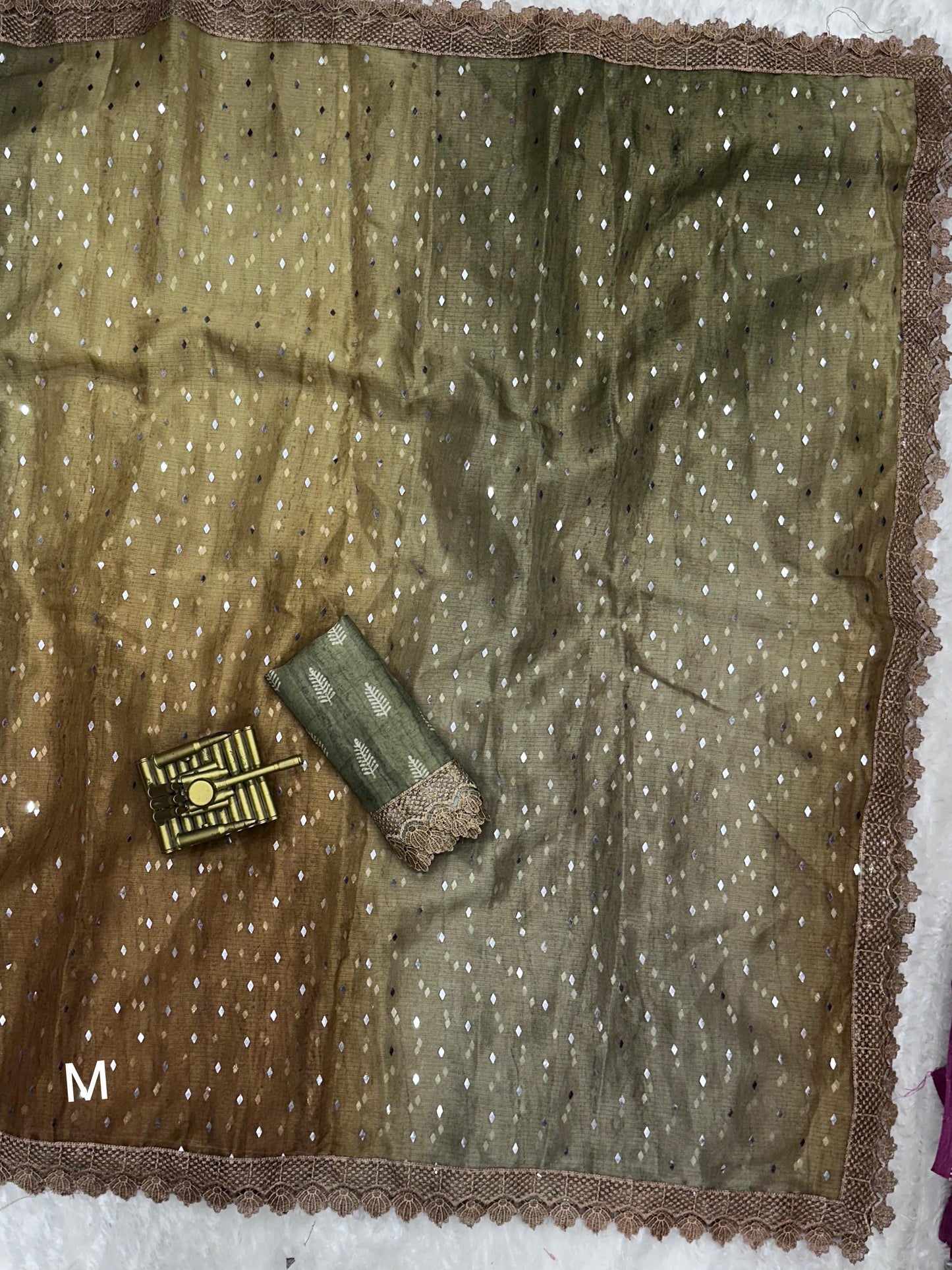 Leno Cotton Saree with Glitter Sequin Work, Digital Print, and Muslin Blouse for Women