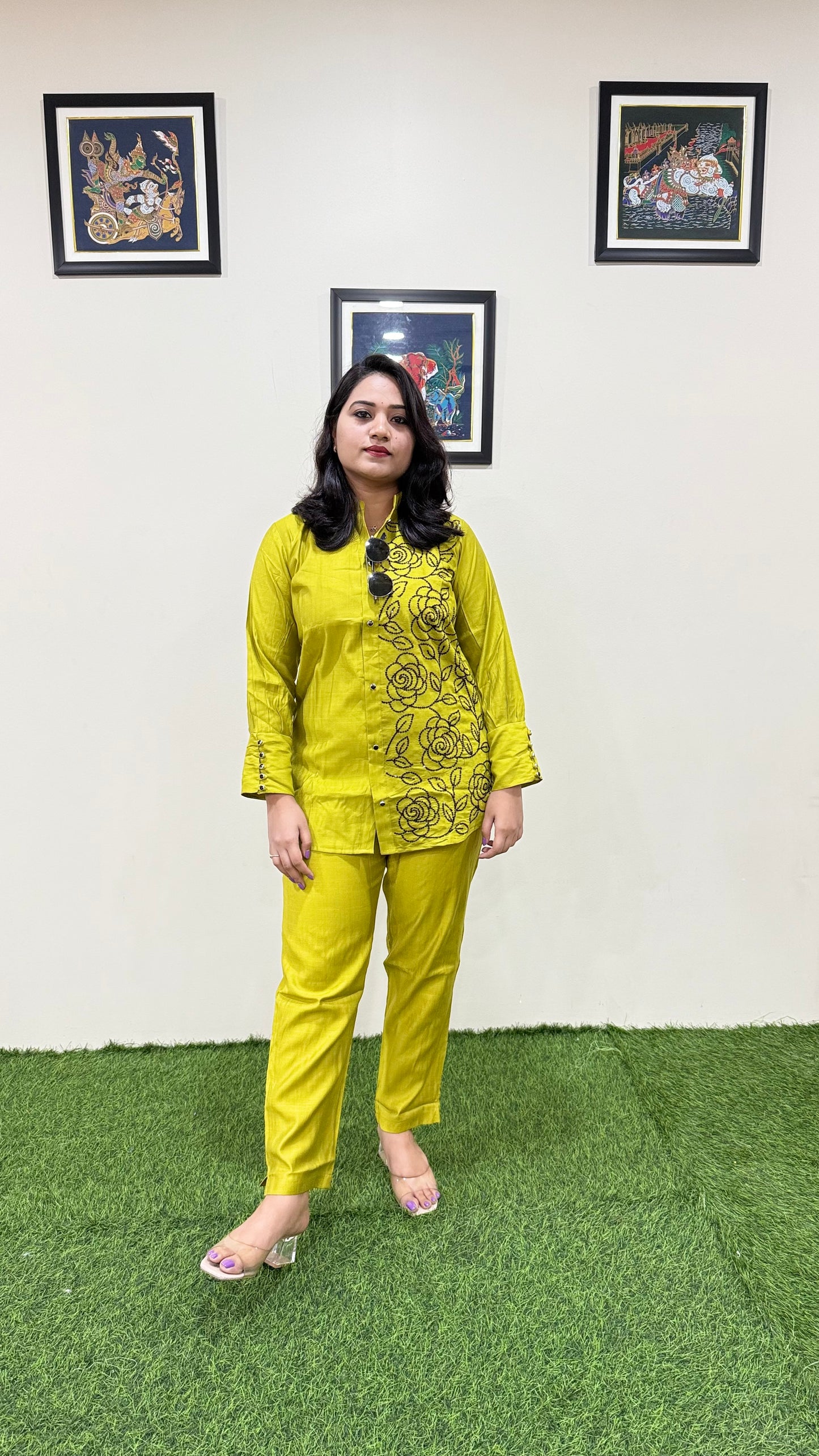 Women's Viscose Latex Co-ord Set in Trendy Solid Design – Sizes XL to 3XL