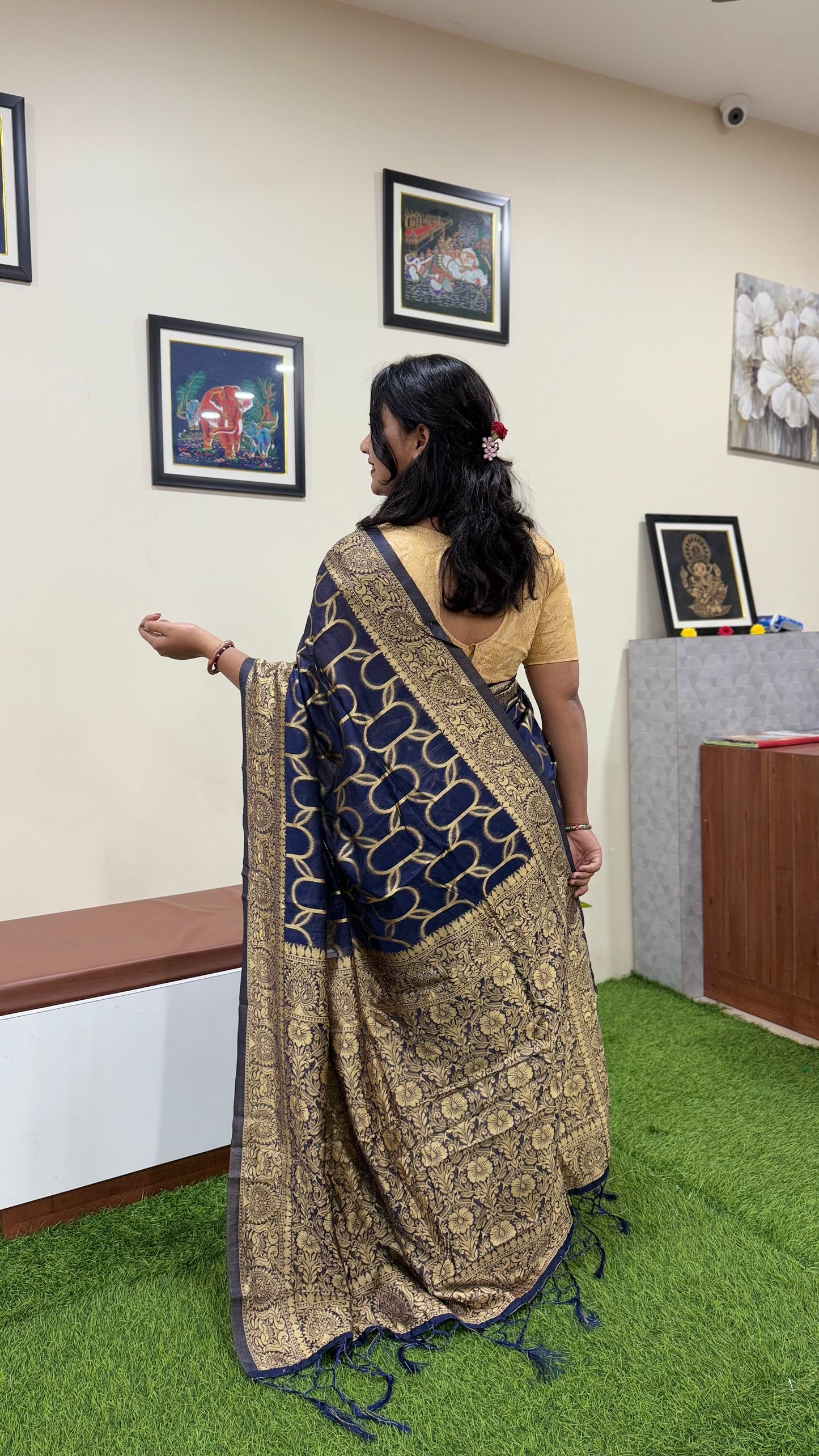 Semi-Chanderi Silk Woven Saree with Zari Border – Traditional Wear Saree for Women