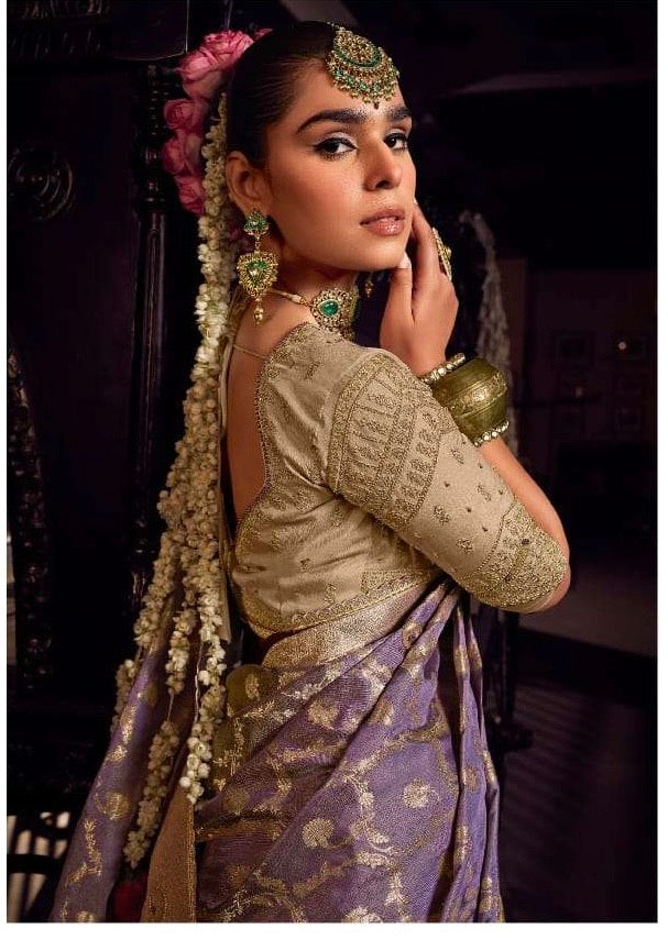 Premium Viscose Silk Saree with Heavy Embroidered Designer Blouse – Wedding and Bridal Wear