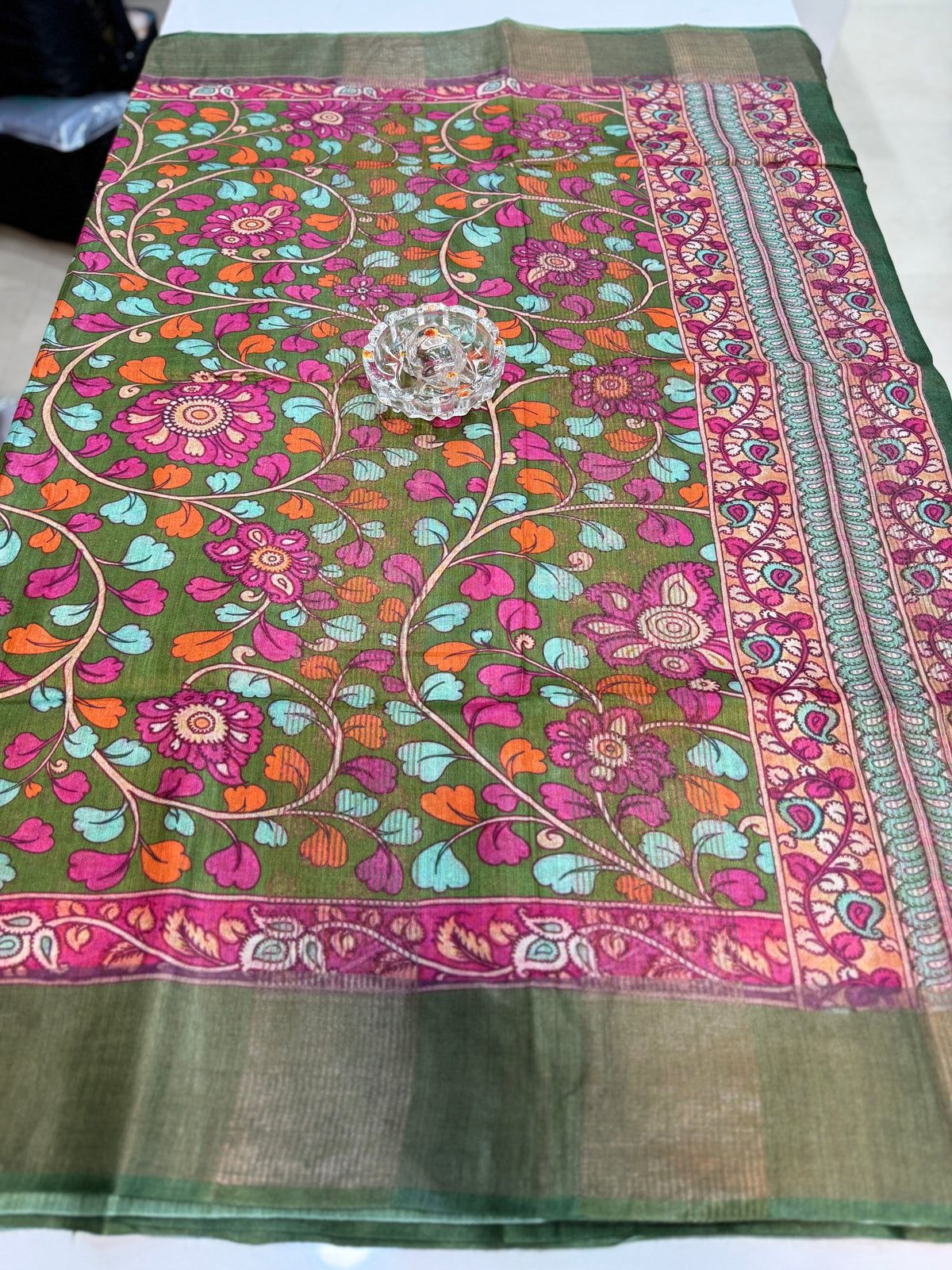 Tussar Munga Silk Saree with Hand-Painted Like Kalamkari Design – Silkmark Certified