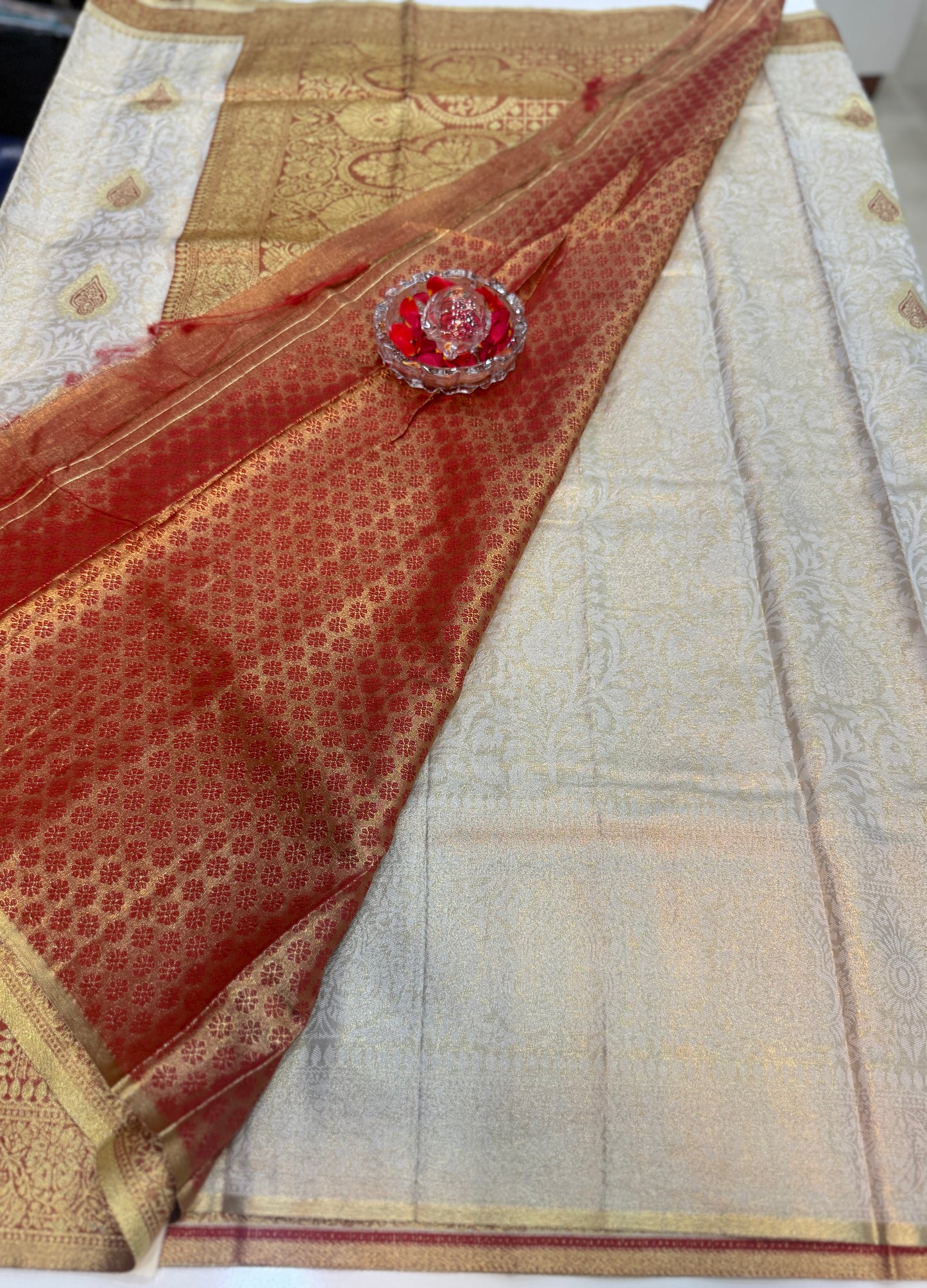 Pure Soft Silk Saree with Rich Zari Weaving and Multicolor Thread Work, Running Silk Blouse