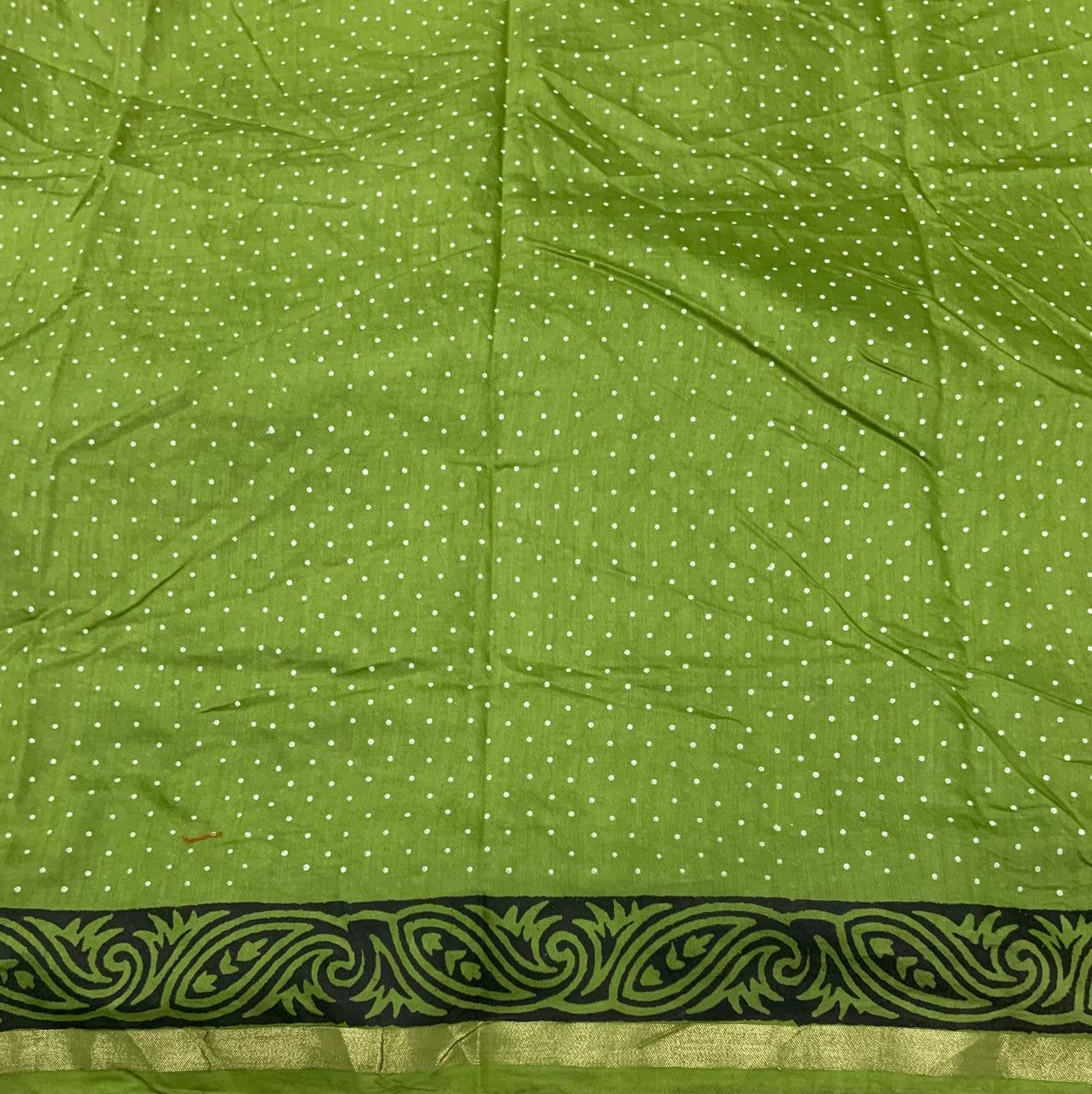 Chanderi Cotton Saree with Hand-Tied Bandhani and Block Printed Pallu – Festive Wear for Women