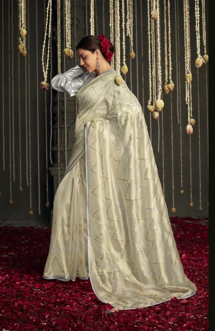 brasso saree with embroidered blouse – festive ethnic wear for women