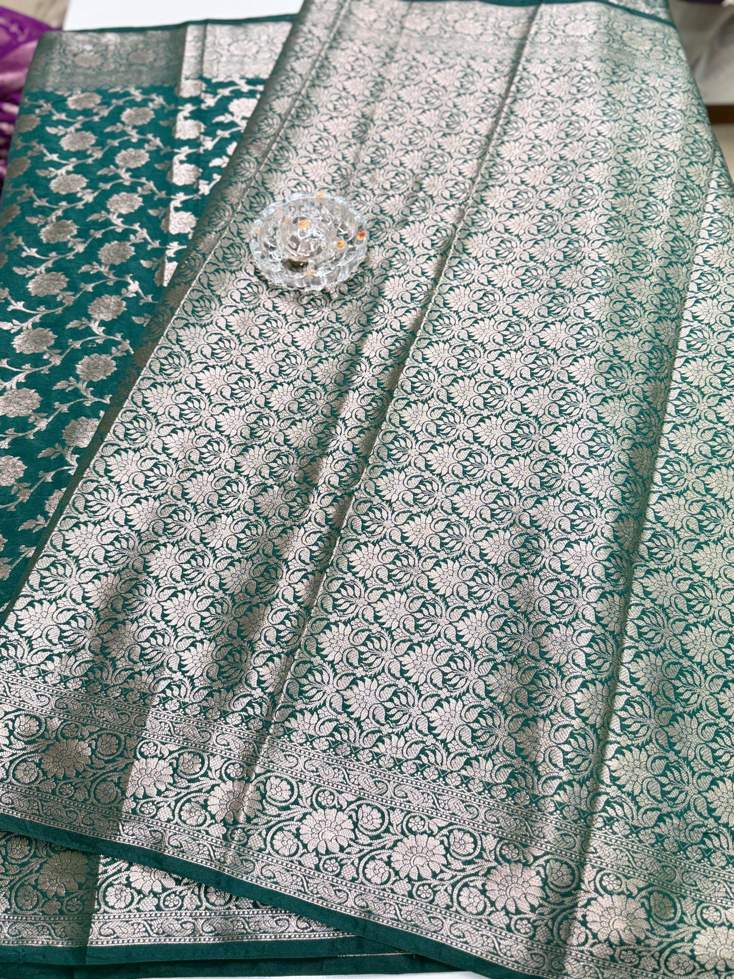 Banarasi Semi Dupion Silk Saree with Zari Floral Jaal Weaving and Blouse Piece for Women