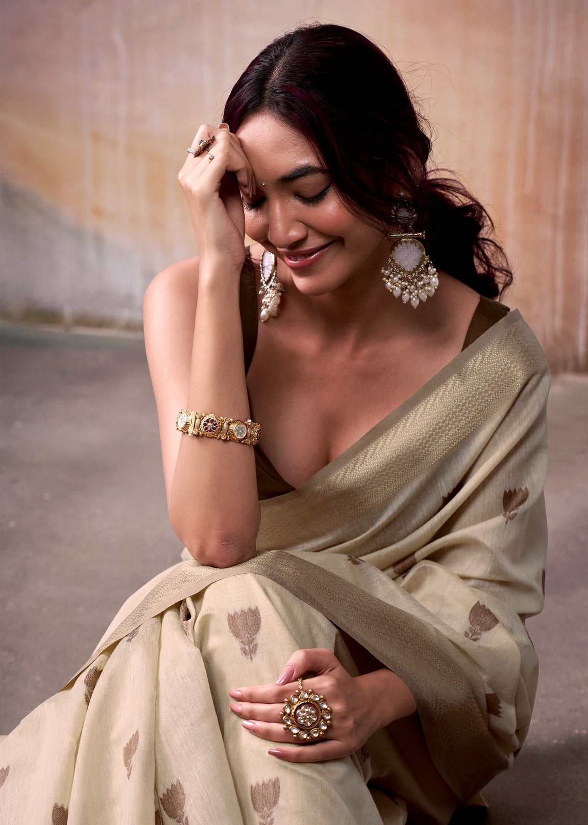 modal cotton saree with zari-style motifs and contrast border – breathable ethnic wear for women