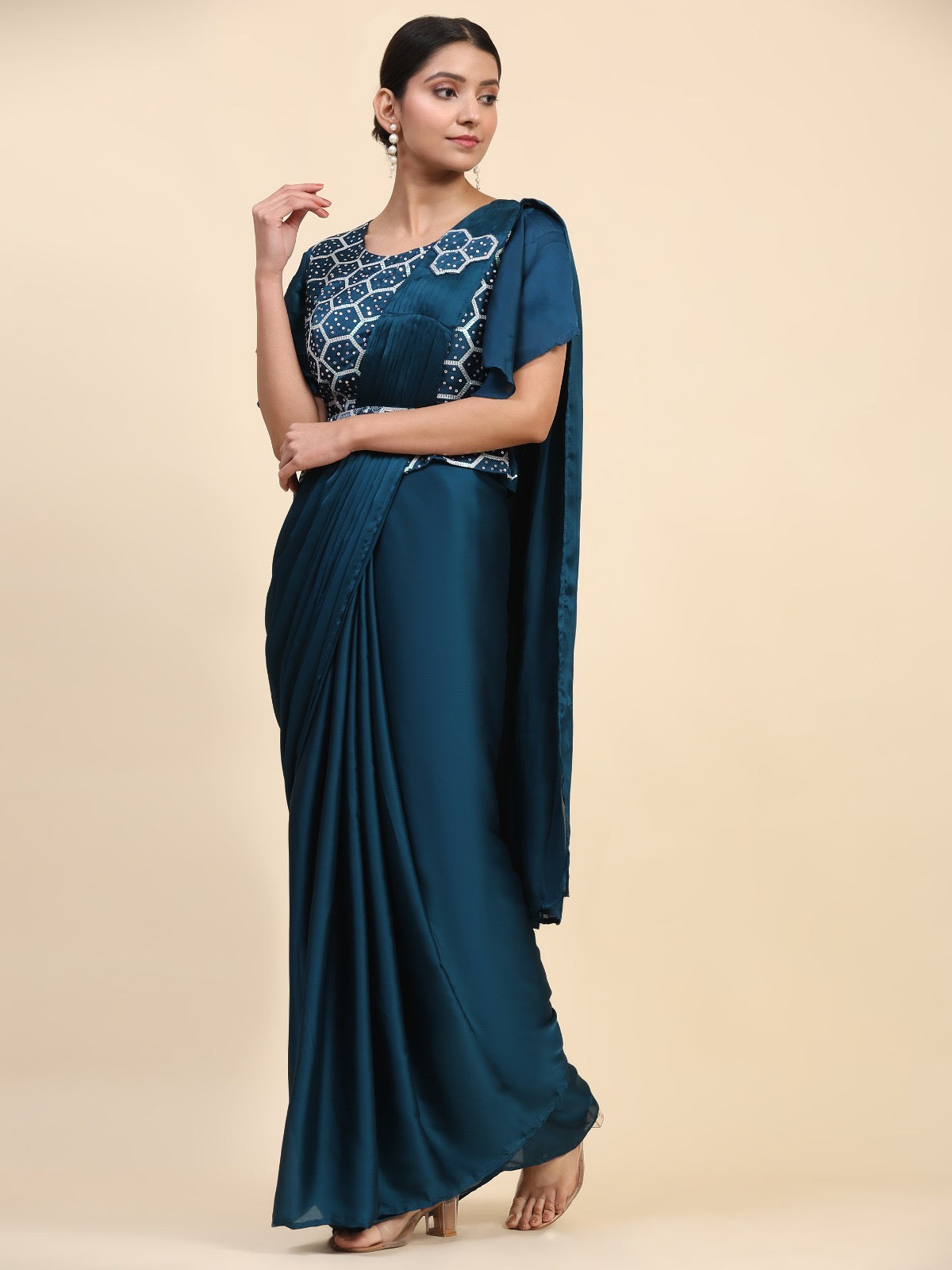 Ready-to-Wear Satin Saree Embroidery work Blouse size 36