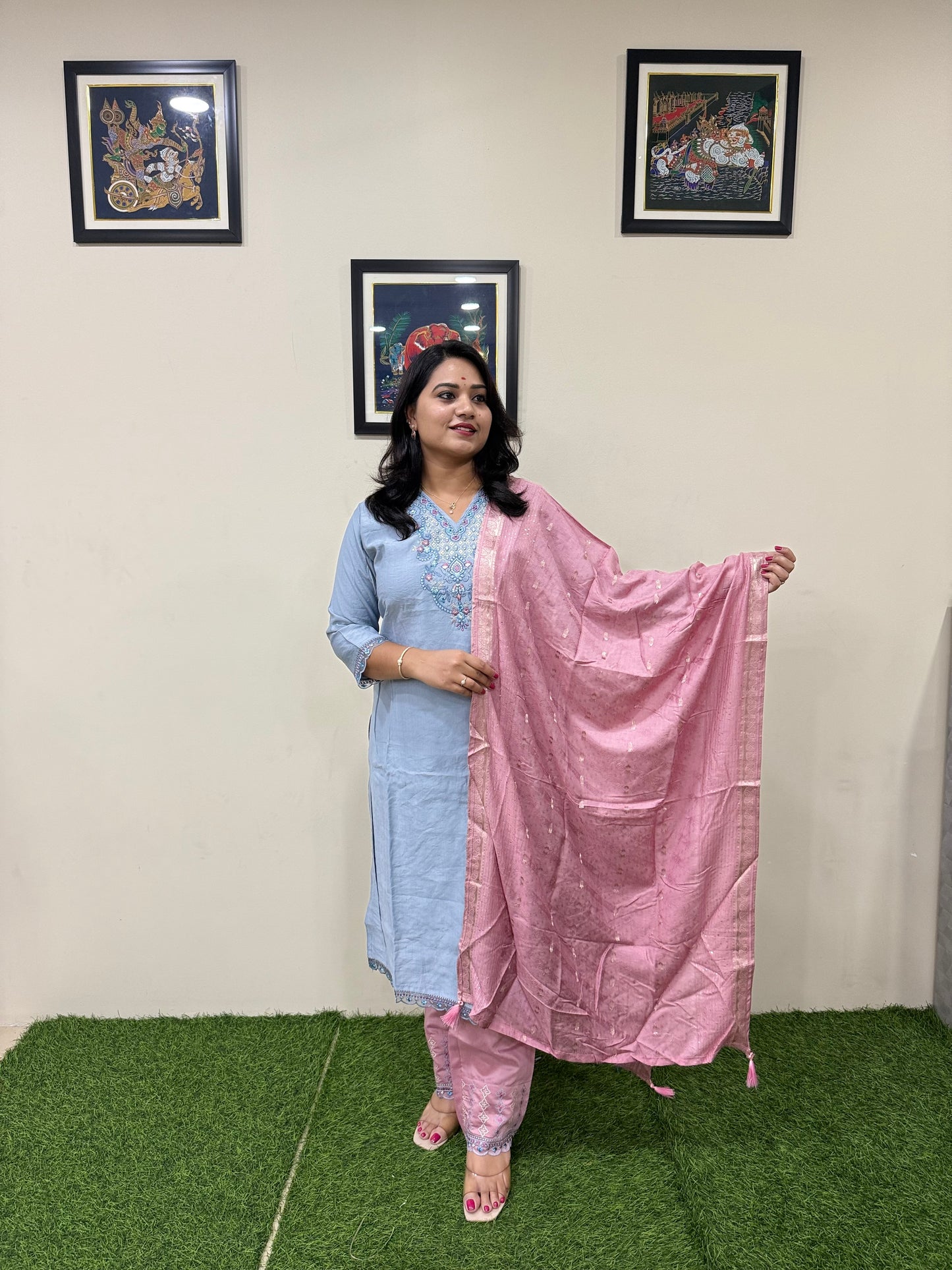 Viscose Embroidered 3-Piece Suit Set with Jacquard Dupatta – XL to 3XL