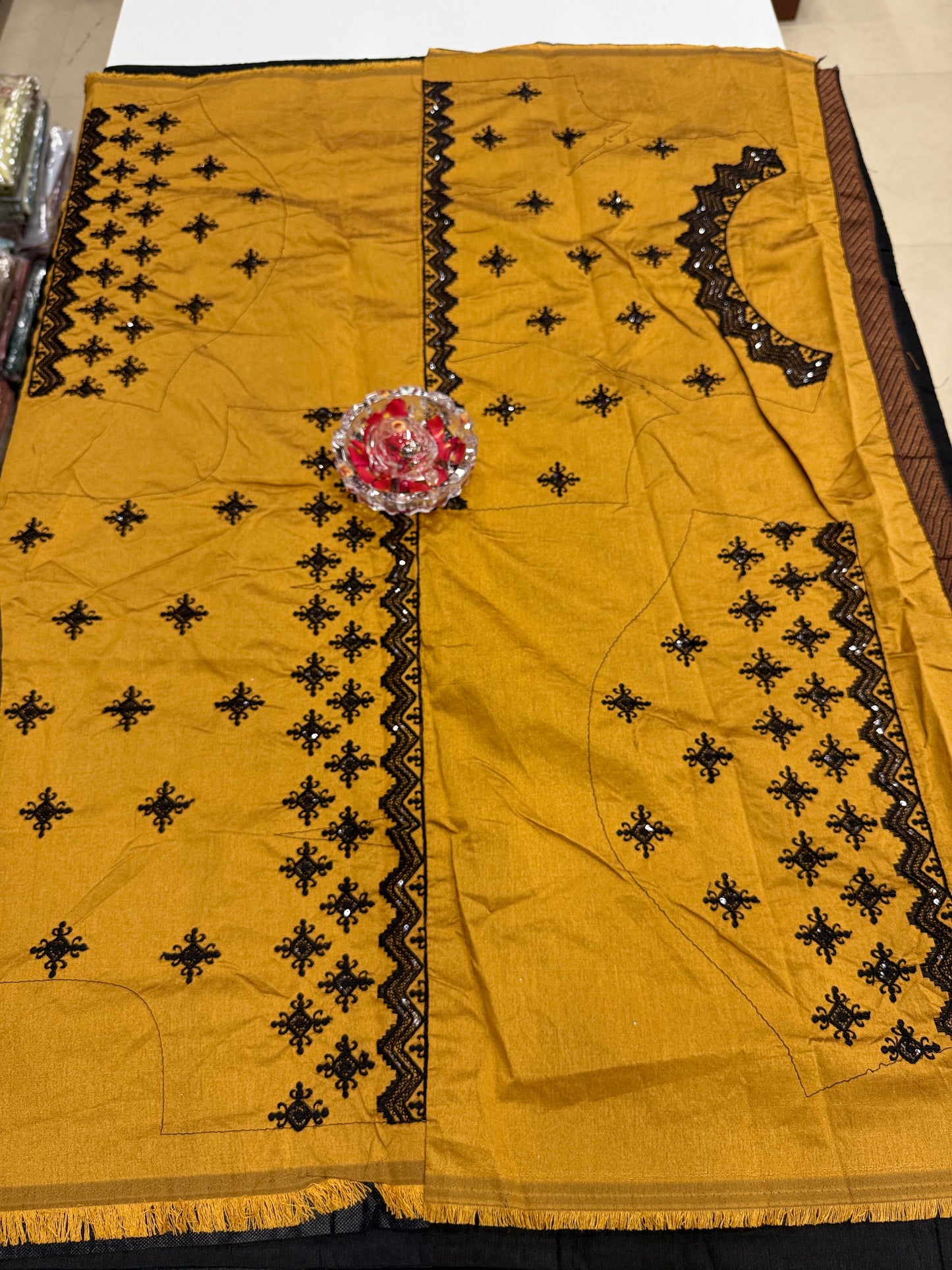 Black Silk Saree with Embroidery Lace Work, Patchwork and Art Silk Blouse