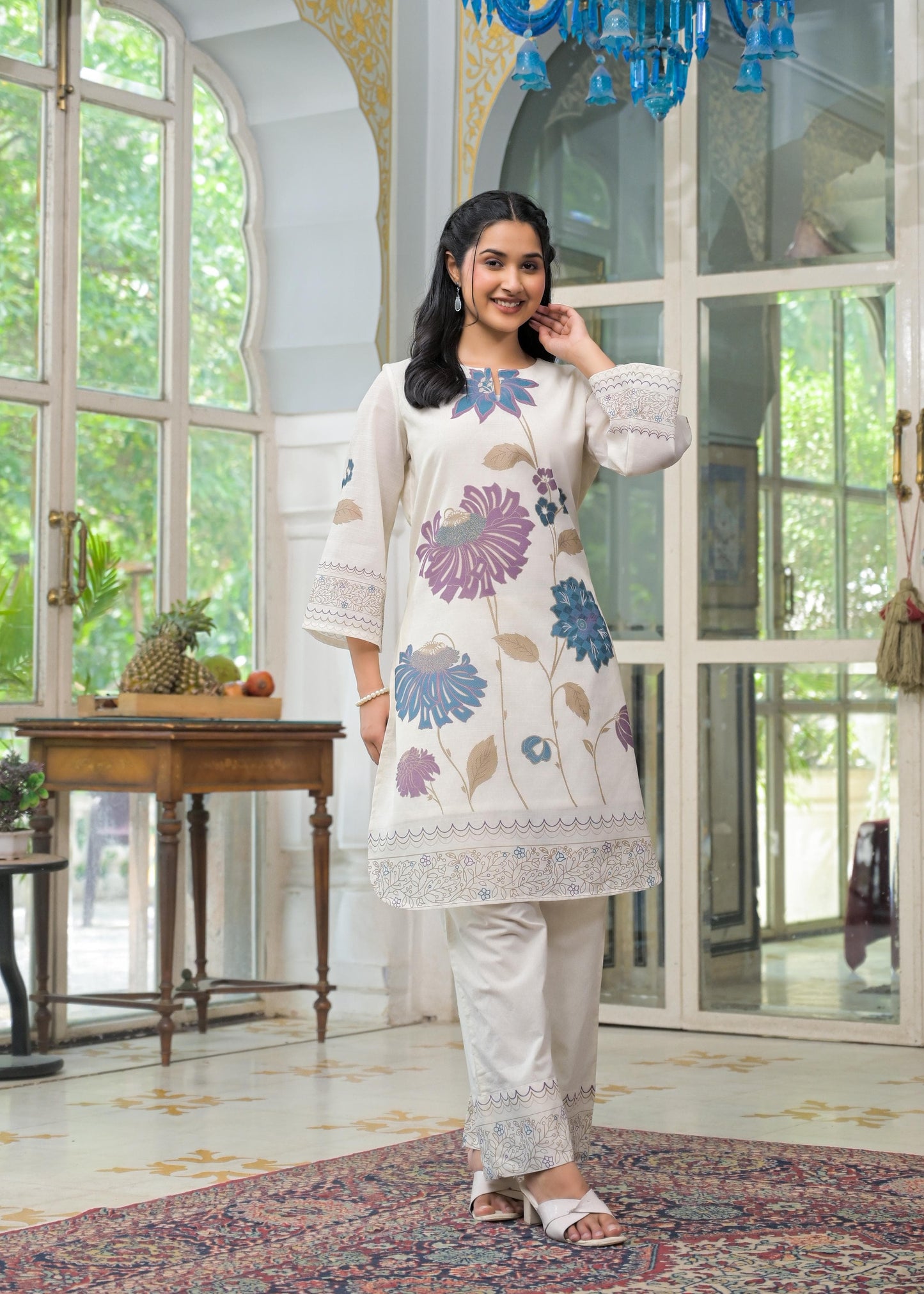 Linen-Cotton Co-Ord Set with Tailored Top and Bottom – Casual and Workwear Ethnic Set for Women (M to 3XL)