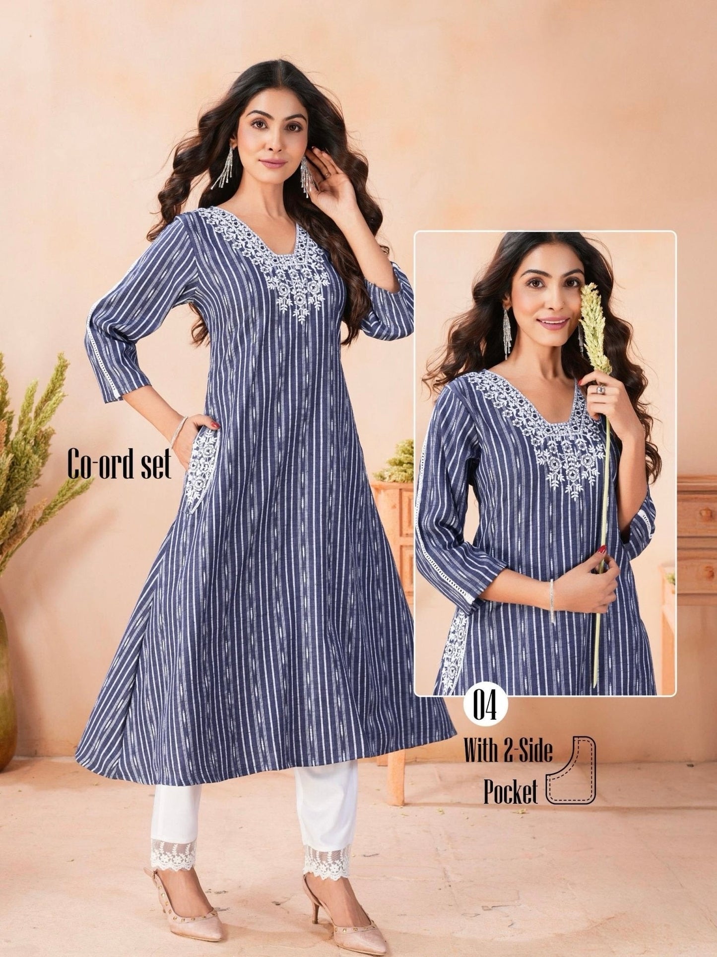 Denim Butta and Rayon Co-ord Set for Women – Casual Wear Two-Piece Set