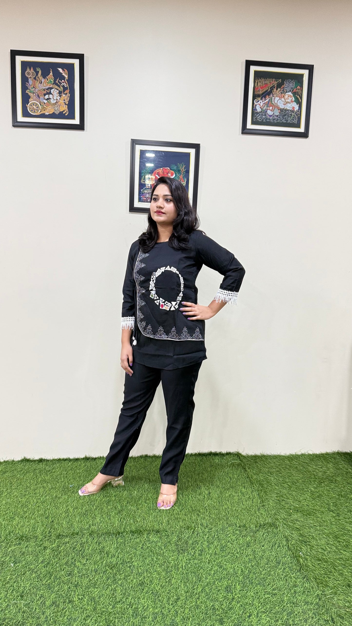 Women's Viscose Latex Co-ord Set in Trendy Solid Design – Sizes XL to 3XL