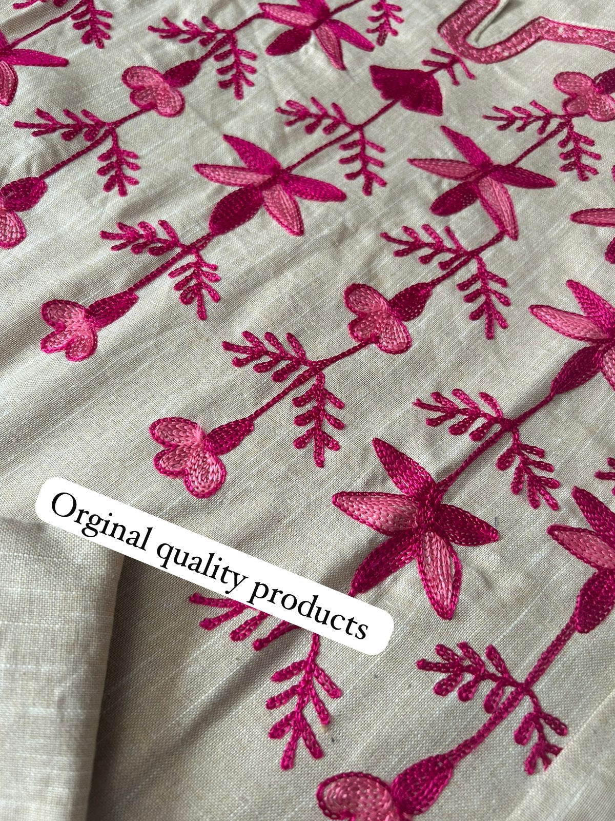 Handloom South Cotton Kurta Pant Set with Aari Embroidery and Silk Dupatta for Women