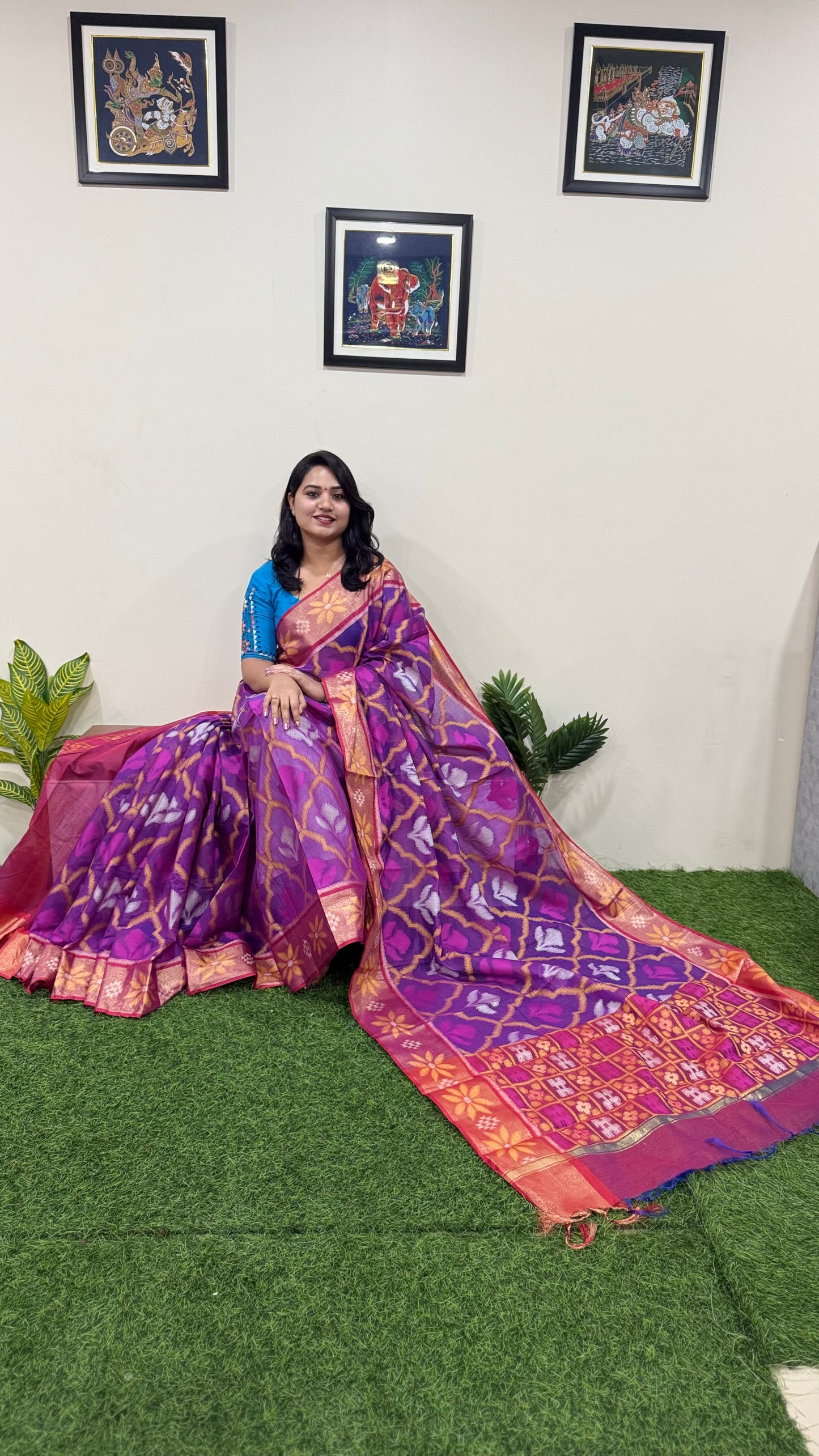 Pochampally Pure Cotton Saree for Women with Traditional Ikat Weave and Blouse Piece – Multiple Colors