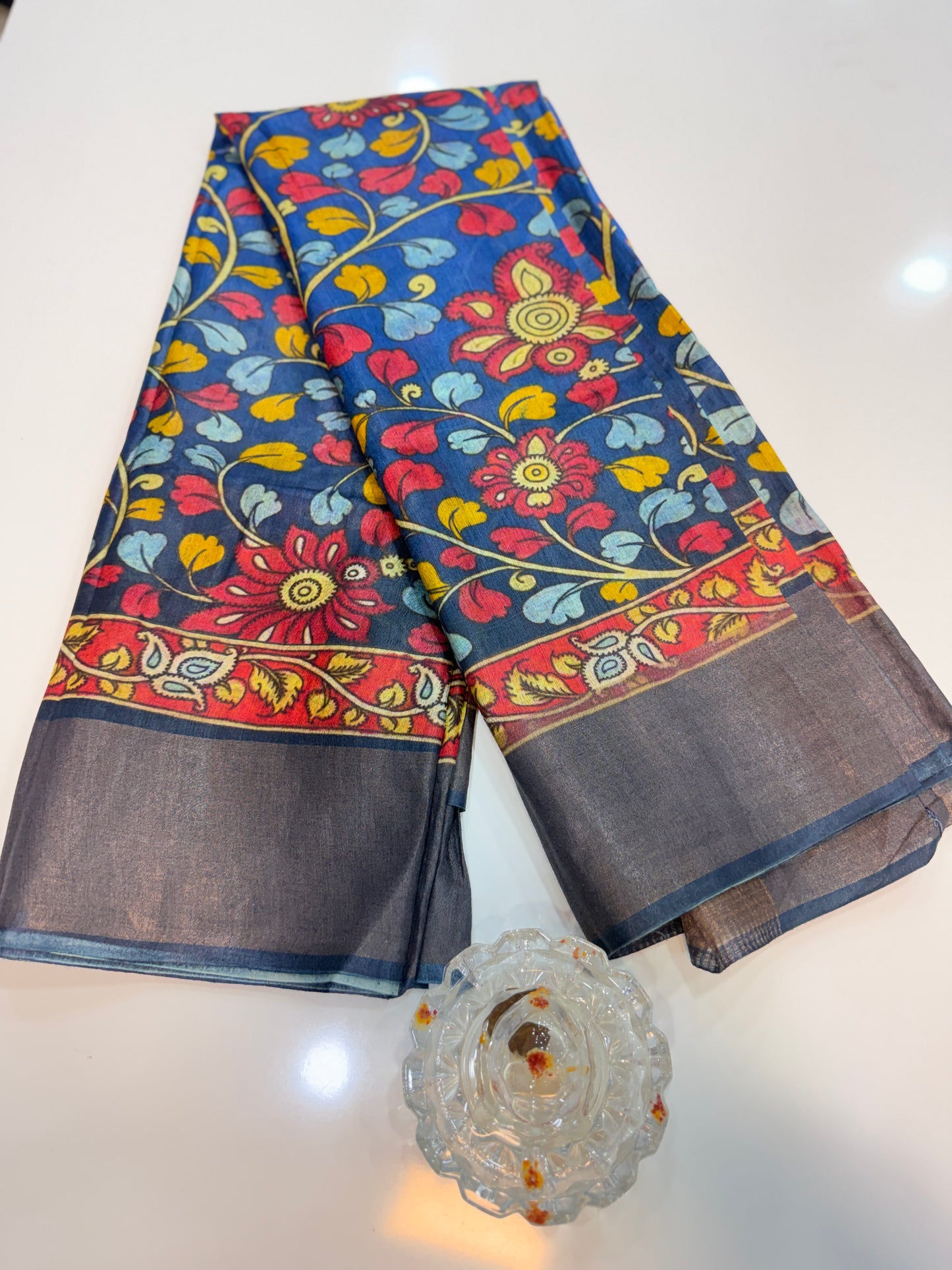 Pure Tussar Munga Silk Saree with Hand-Painted Kalamkari – Silkmark Certified