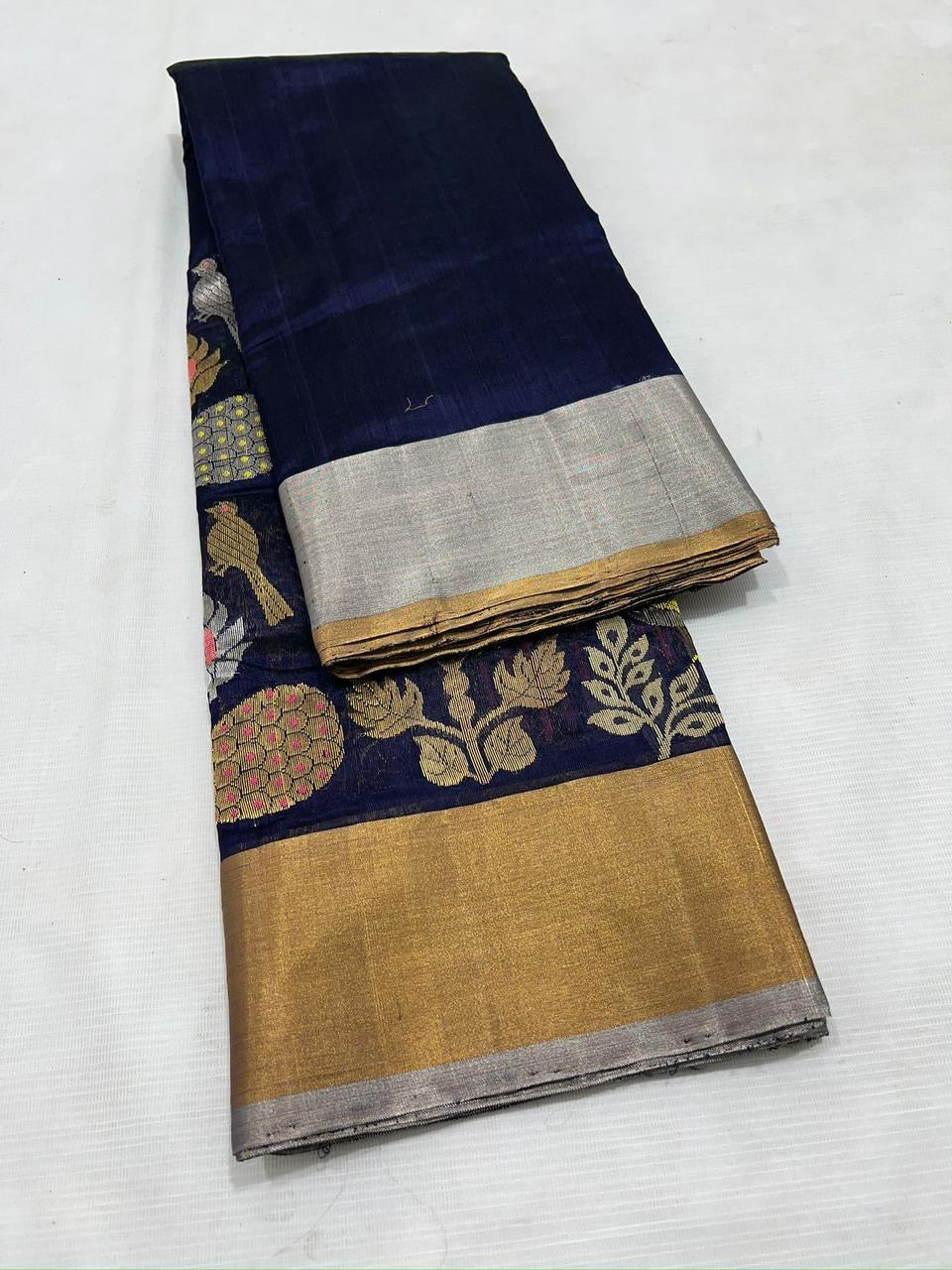 Pattu Pure Chanderi Silk Saree with All-Over Minakari Jaal Work