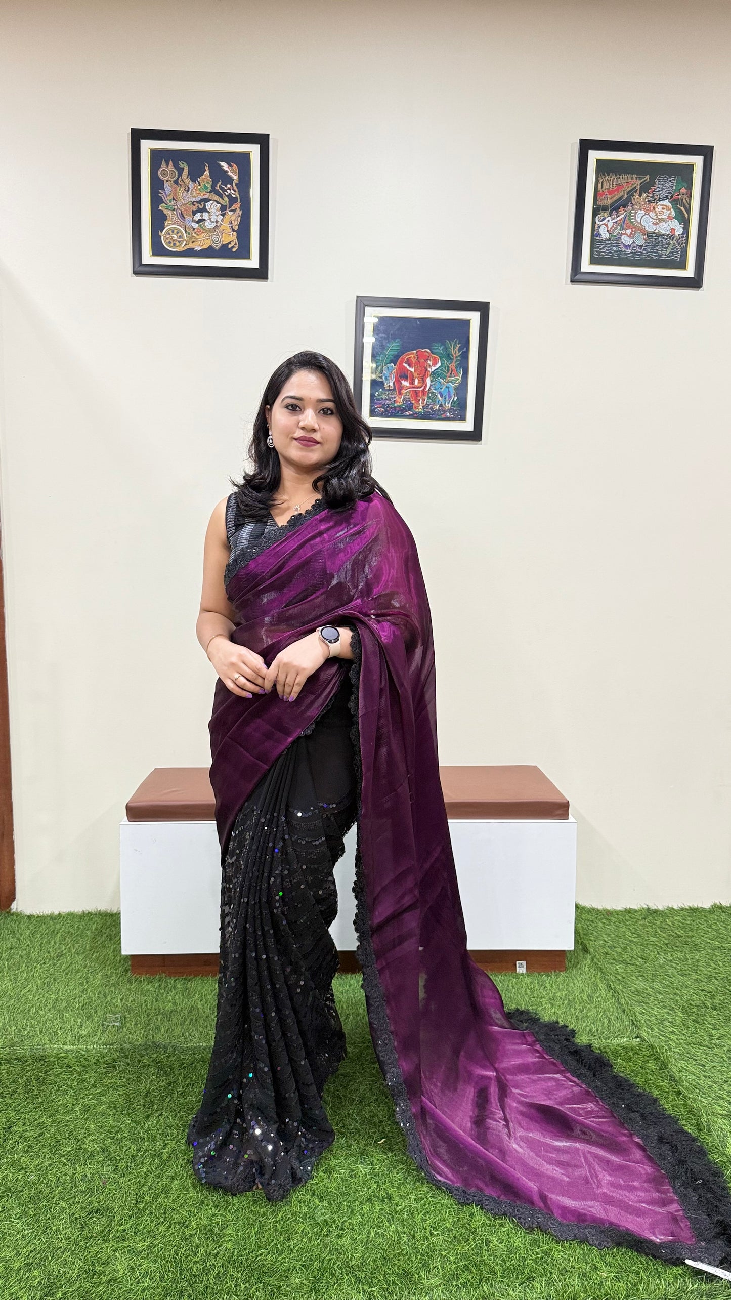 ethnic designer saree with unstitched blouse for women – festive wear