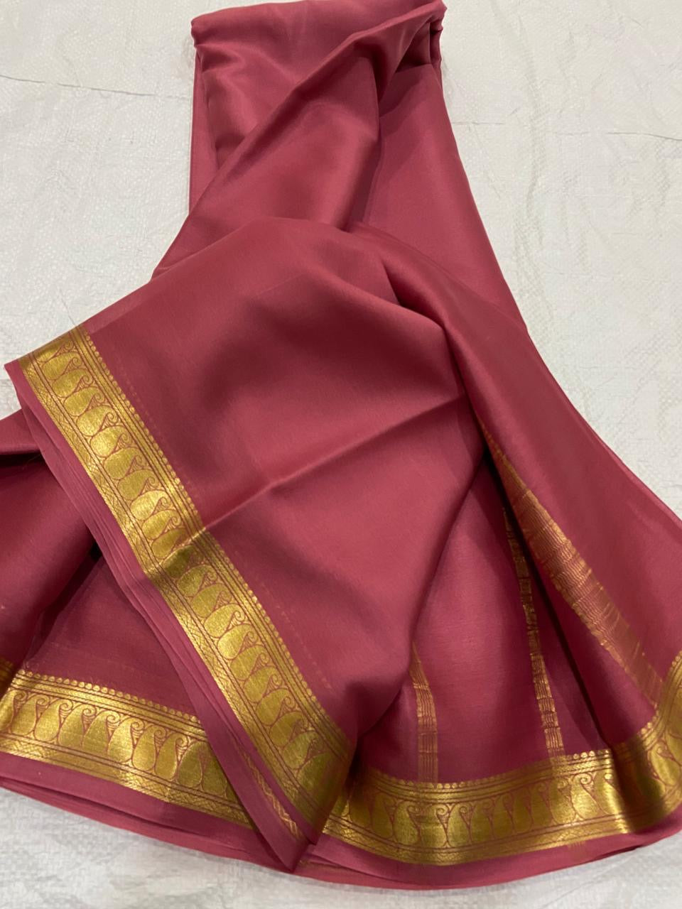 Pure Crepe Mysore Silk Saree for Women – Silk Mark Certified Lightweight Traditional Saree