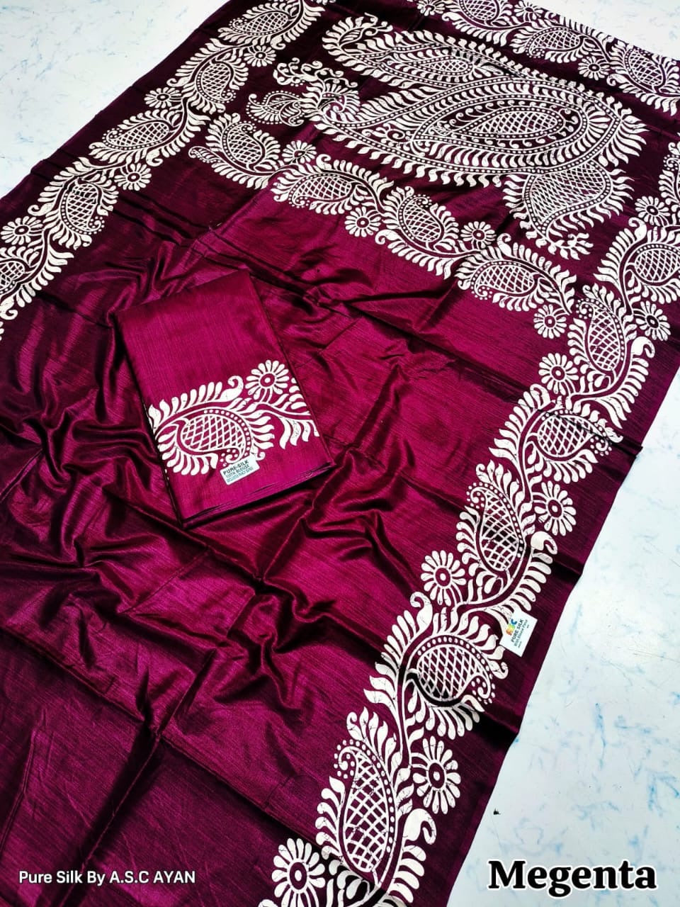 Alpana Print Pure Silk Saree with Printed Blouse Piece – Festive & Wedding Wear for Women