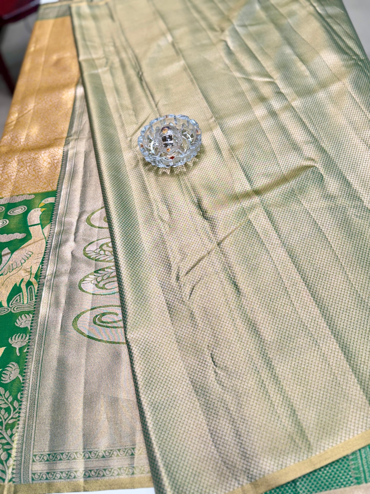 Semi Pattu Silk Saree with Zari Border and Contrast Pallu for Women