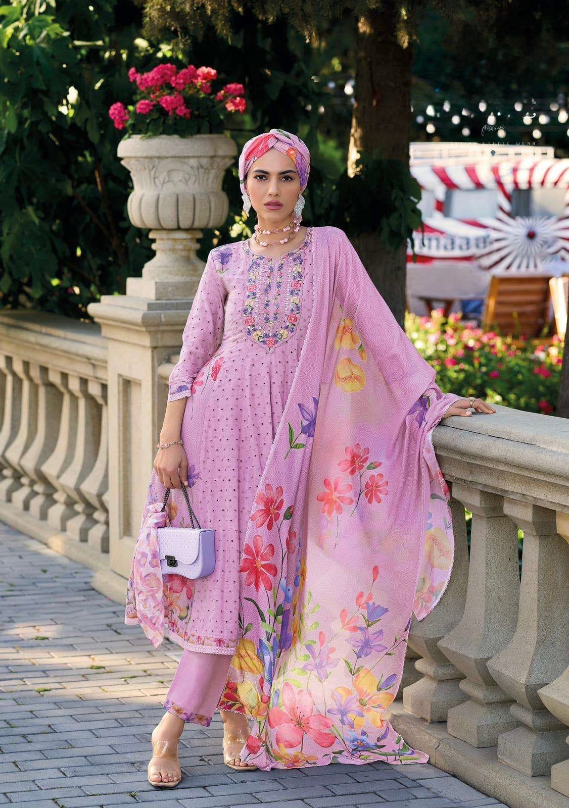 Pure Cotton Anarkali Kurti Pant Set with Digital Print Dupatta – Pakistani Style Women’s Ethnic Wear