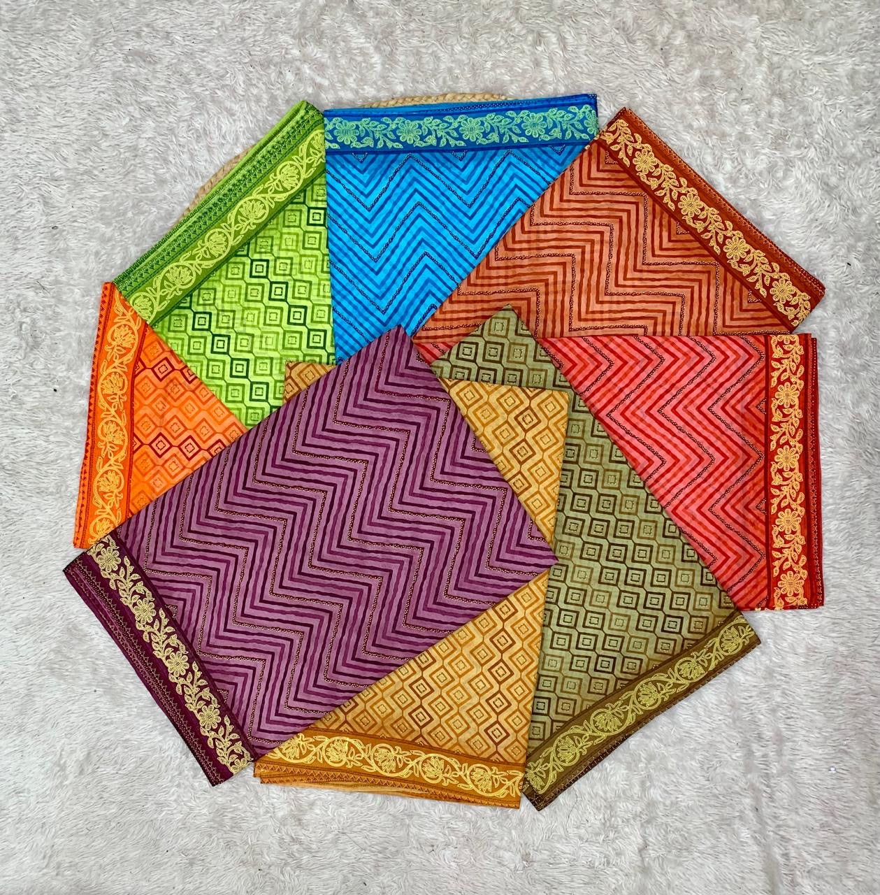 Pure Suti Cotton Saree with Traditional Batik Print – Chikko Tone and Multiple Colour Options