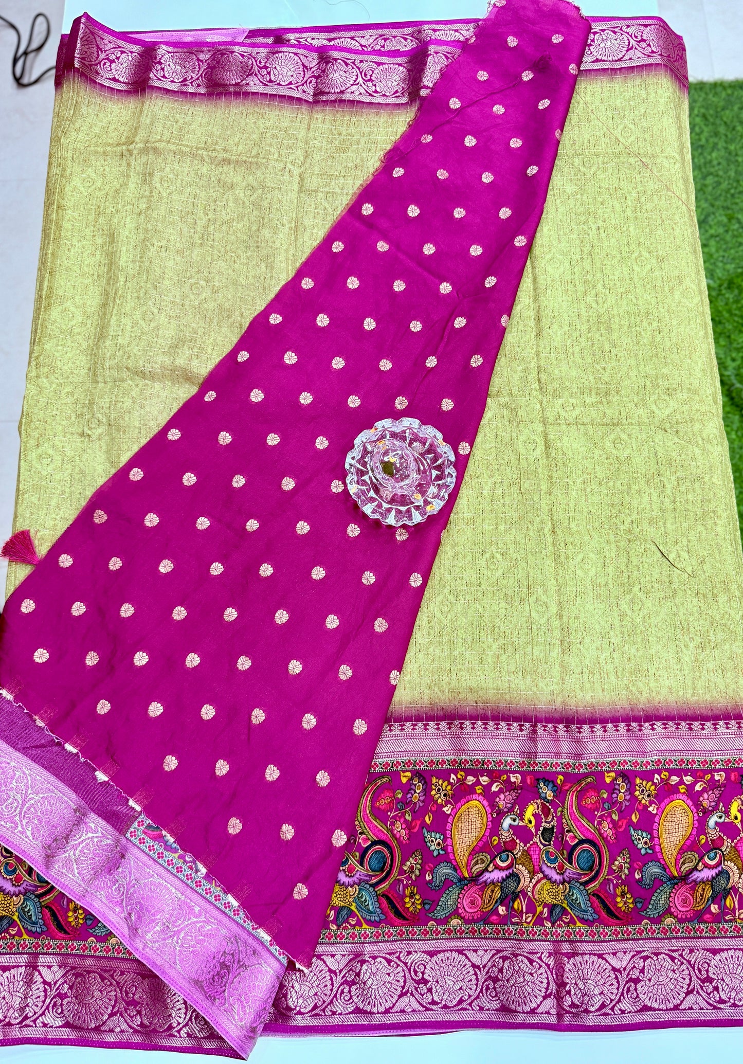 Russian Bentex Border Chittpallu Viscose Crepe Silk Saree with Zari Weaving – Festive Wear