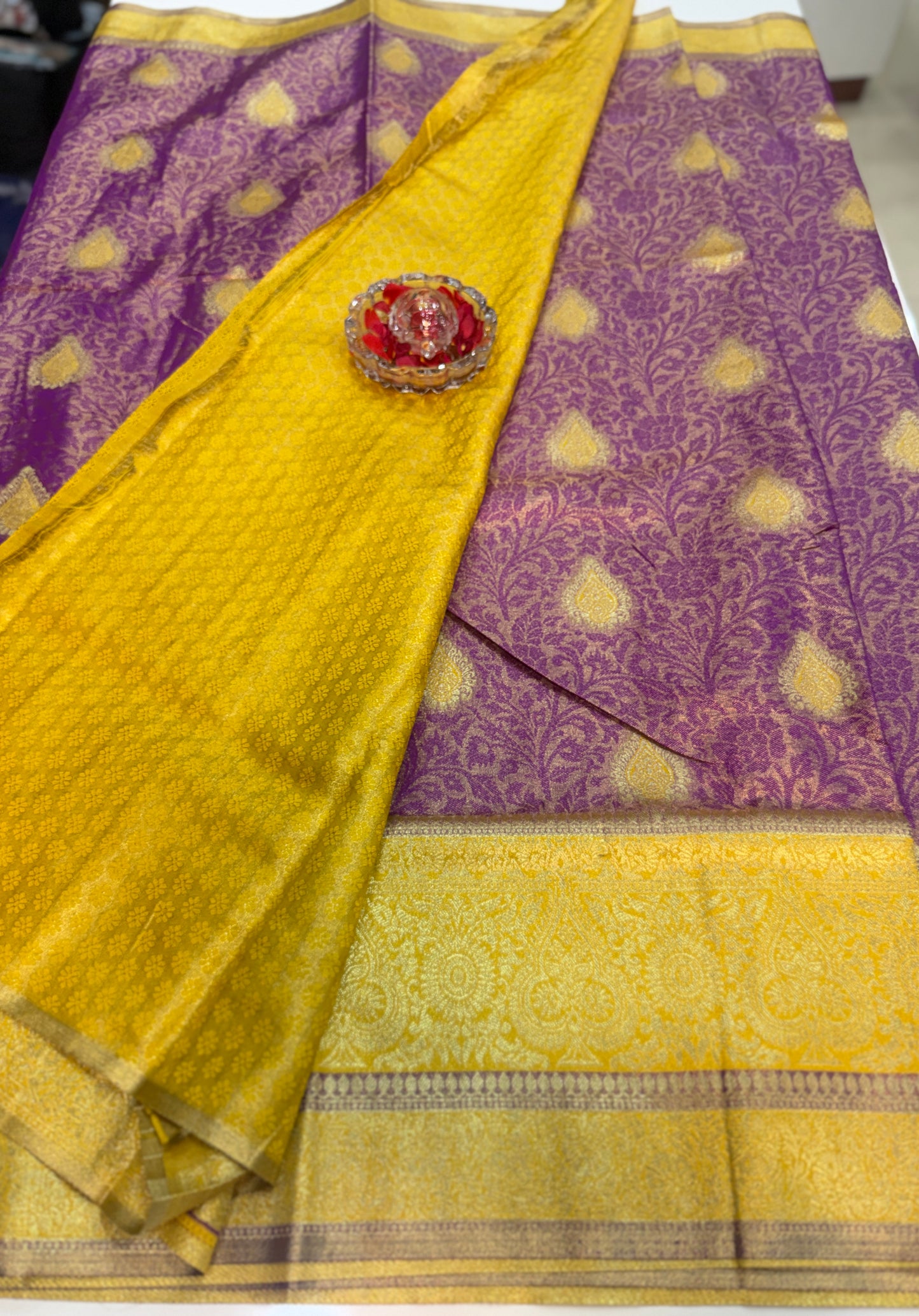 Pure Soft Silk Saree with Rich Zari Weaving and Multicolor Thread Work, Running Silk Blouse